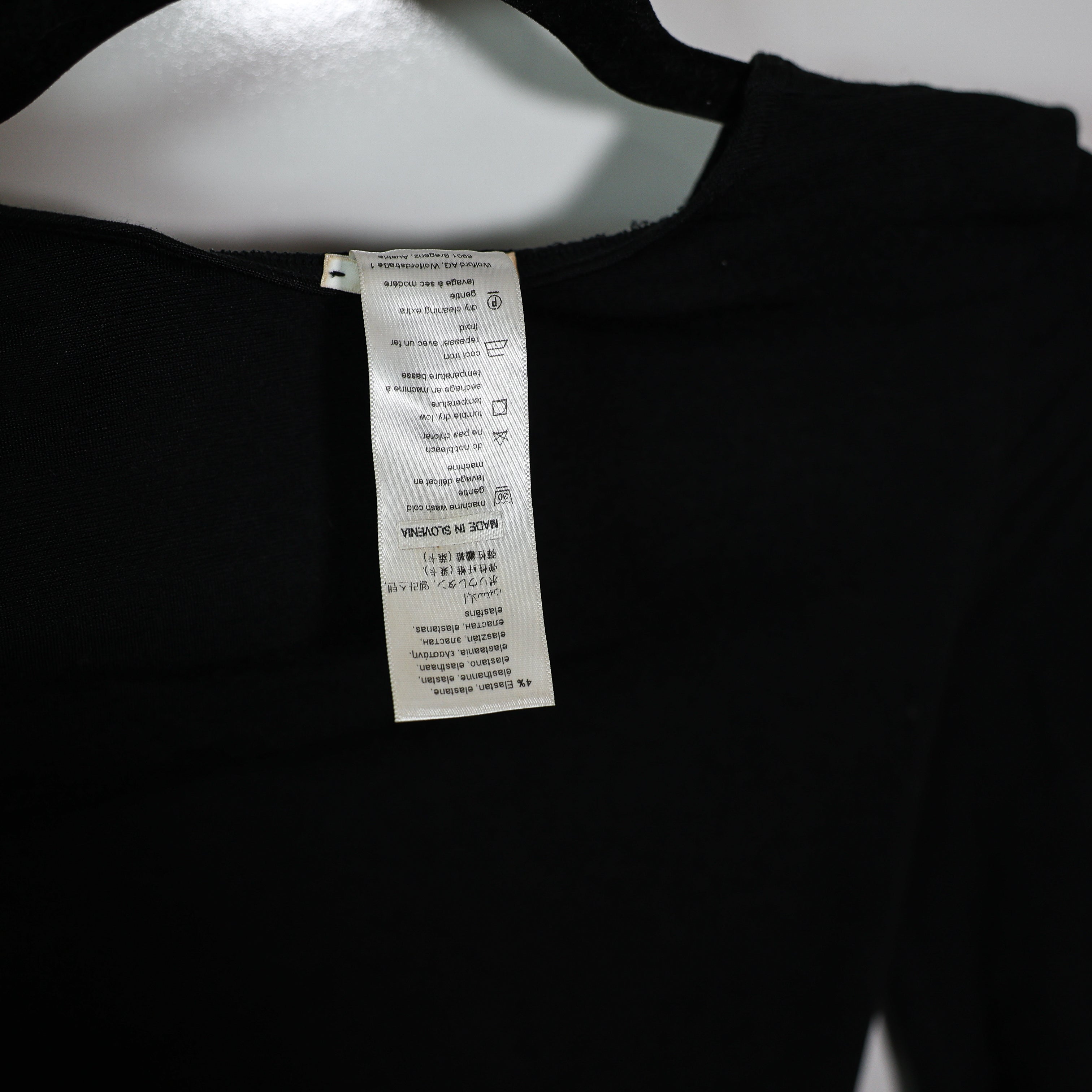 Wolford Berlin Cotton Blend Scoop Neck Long Sleeve One Piece Bodysuit Black S