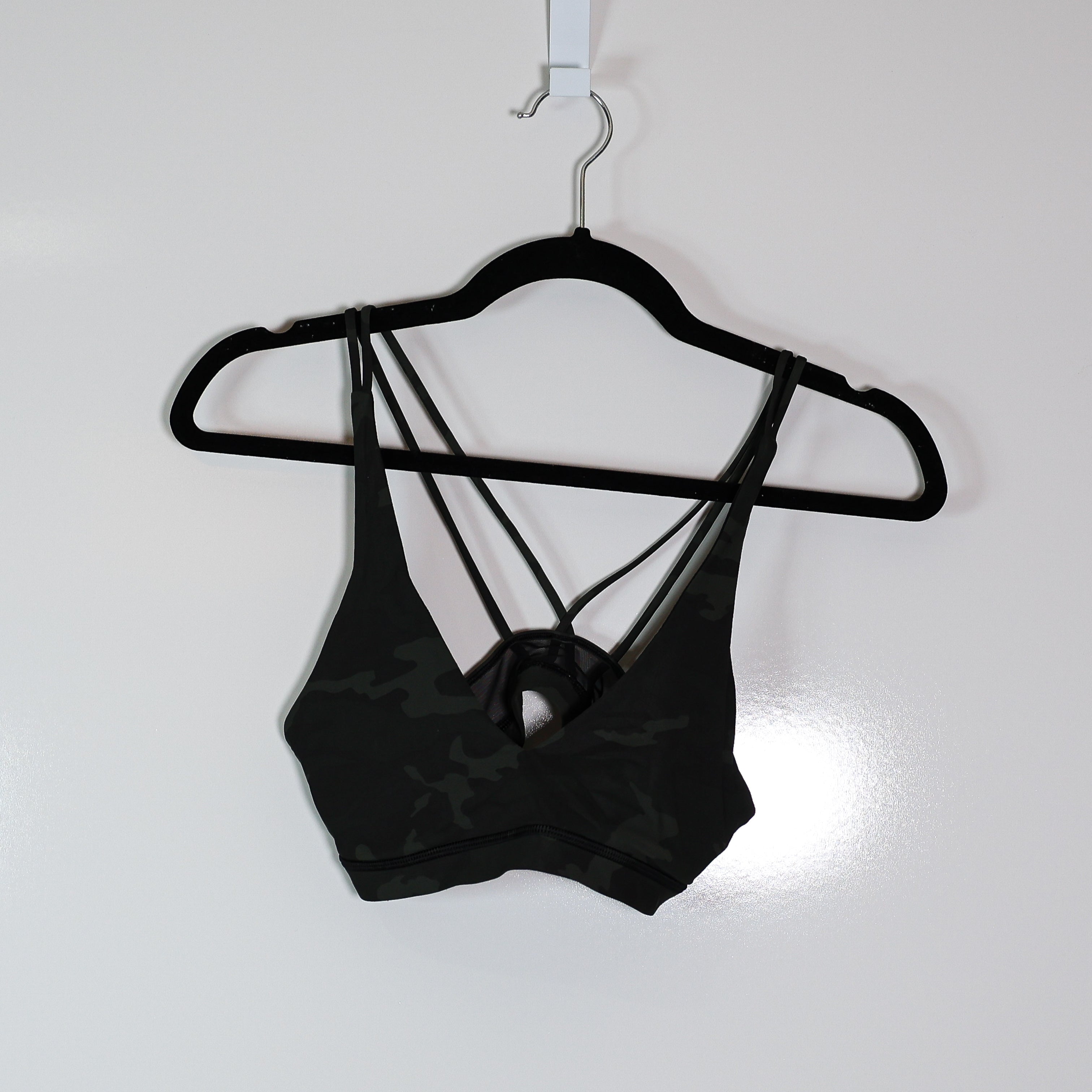 Lululemon Freely Flexed Sports Bra Incognito Camo Multi Gator Green Black 4