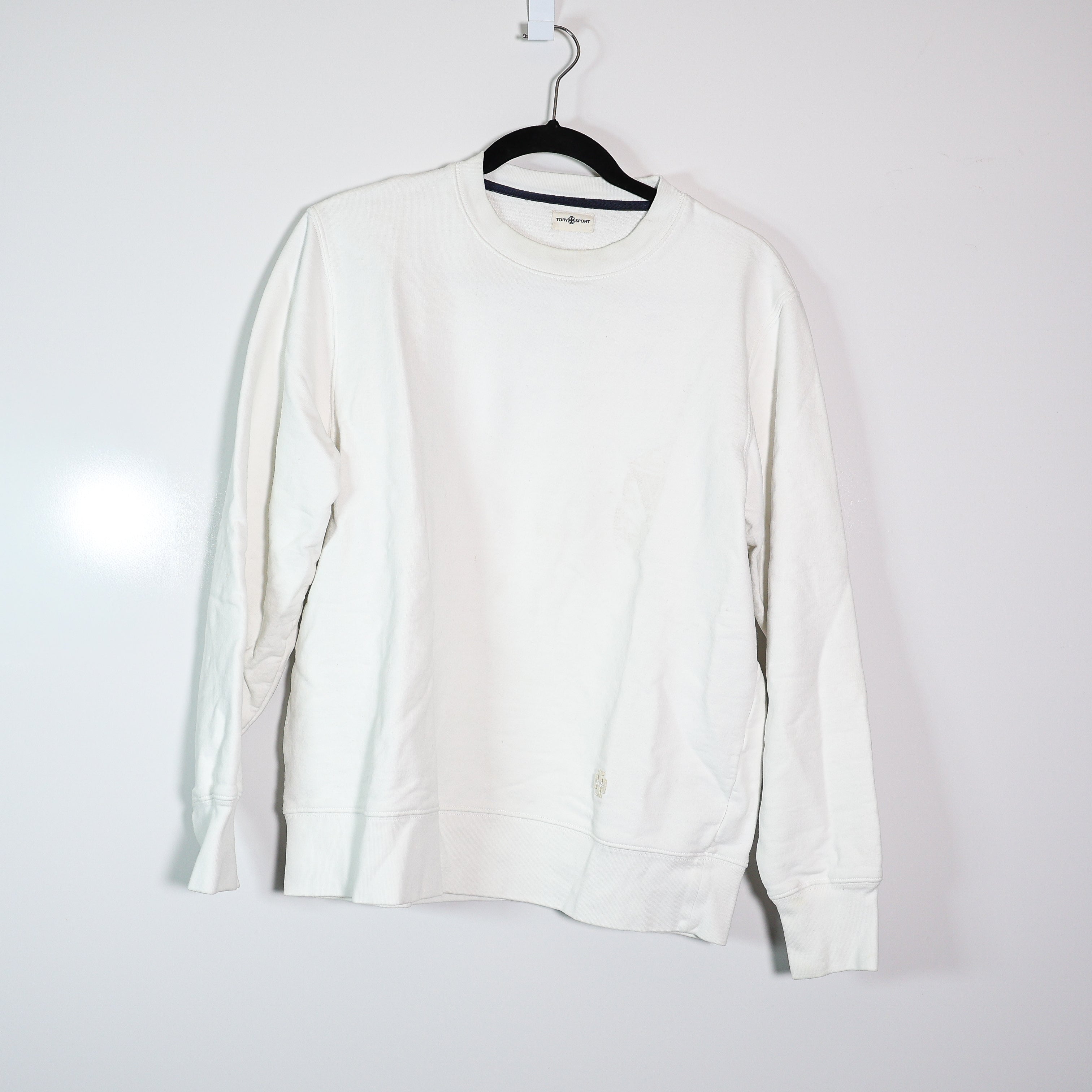 Tory Burch Women's Cotton Terry Lined Crew Neck Pullover Sweatshirt Sweater S