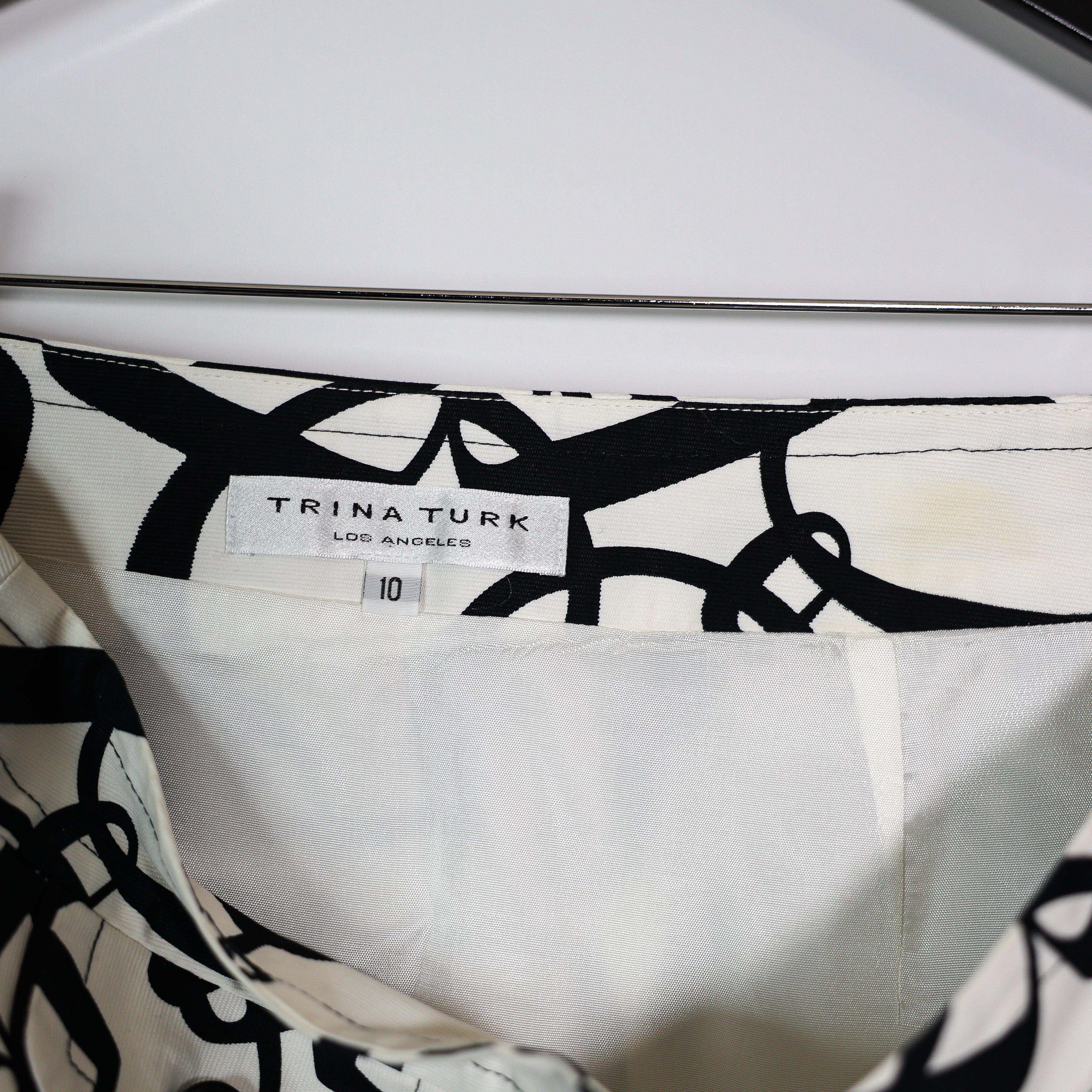 Trina Turk Women's Abstract Chain Link Print Pattern Pleated Mini Skirt 10