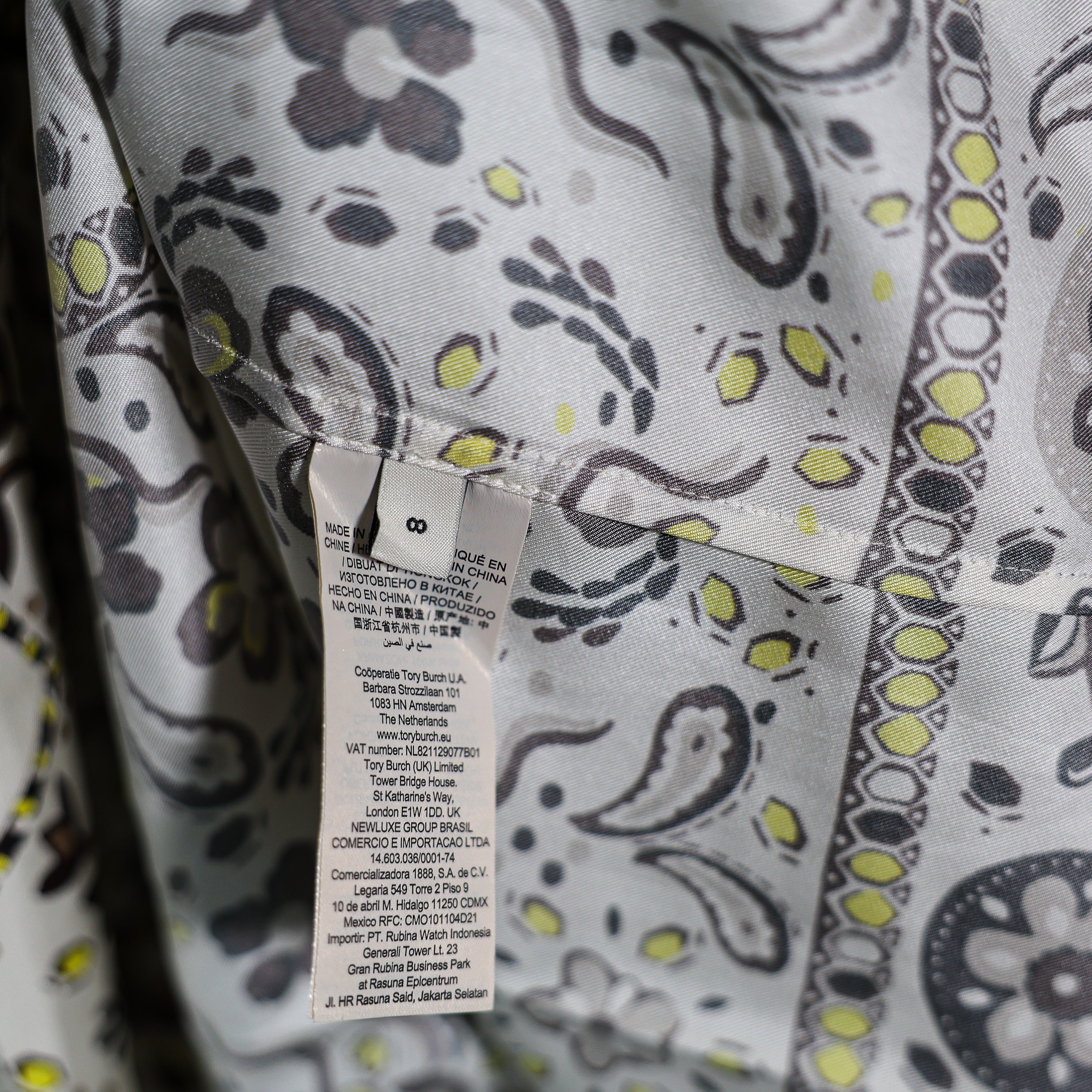 Tory Burch Pisces Dream Paisley Print Silk Satin Sleeveless Mini Shift Dress 8