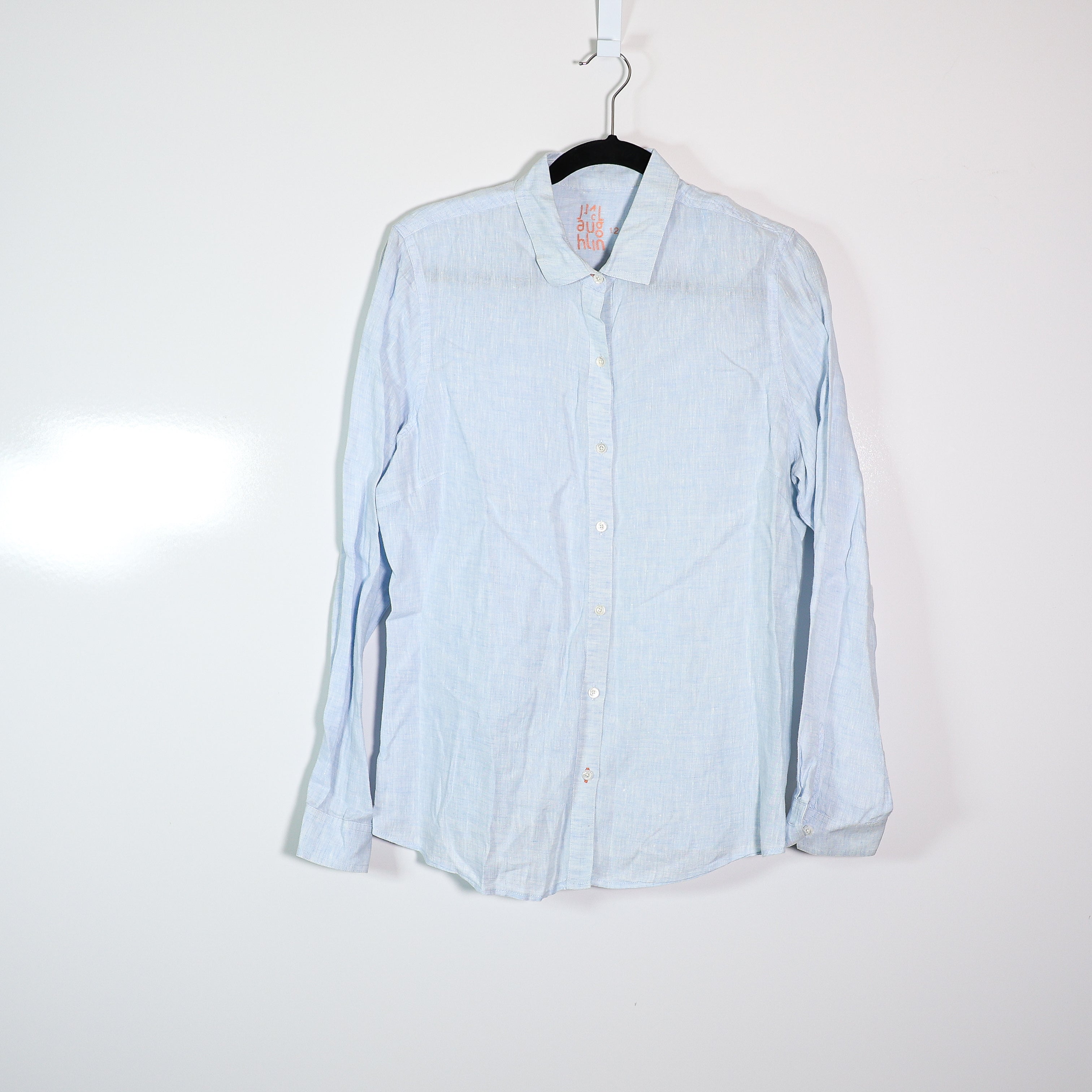 J. McLaughlin Women's Linen Lightweight Collared Button Front Long Sleeve Blouse