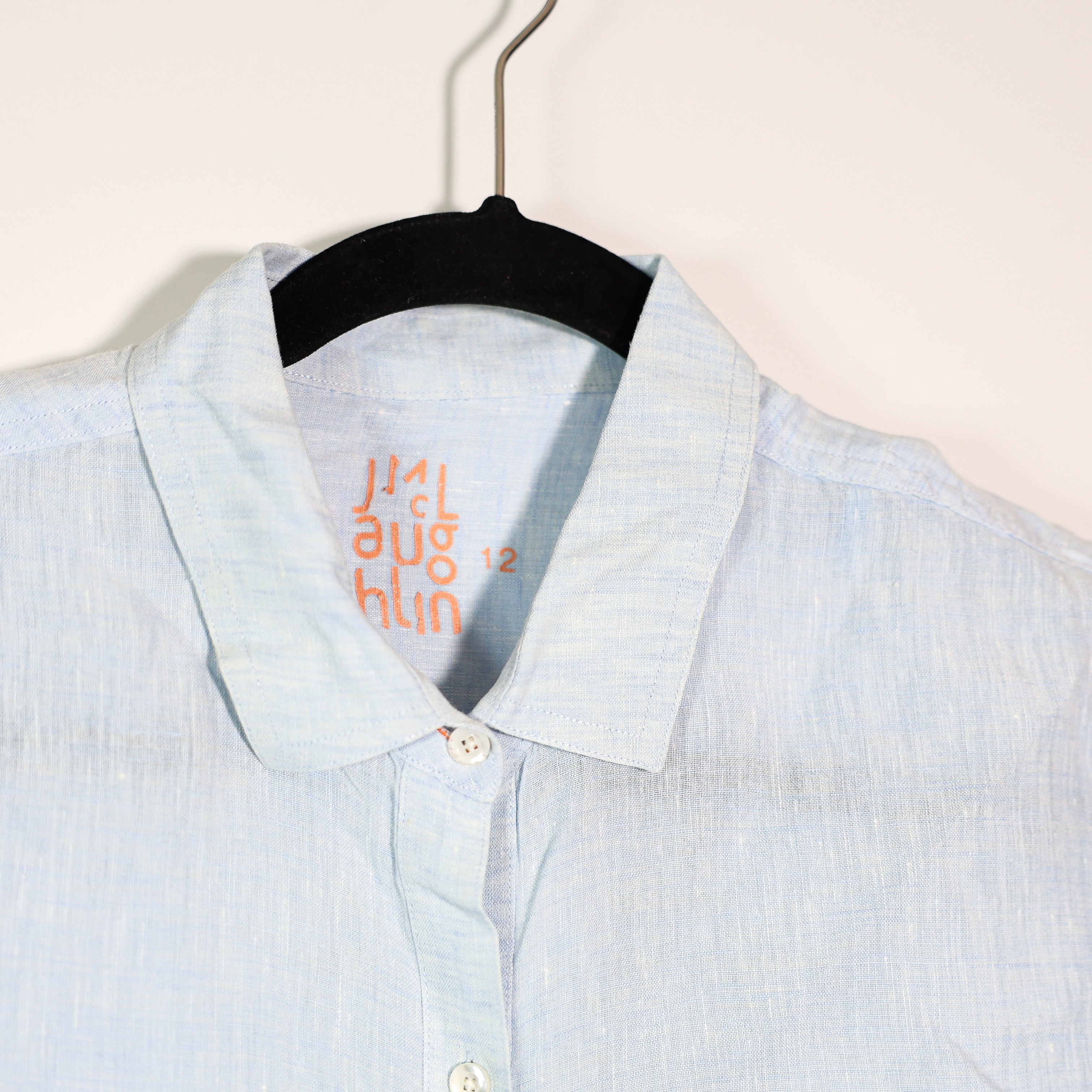 J. McLaughlin Women's Linen Lightweight Collared Button Front Long Sleeve Blouse