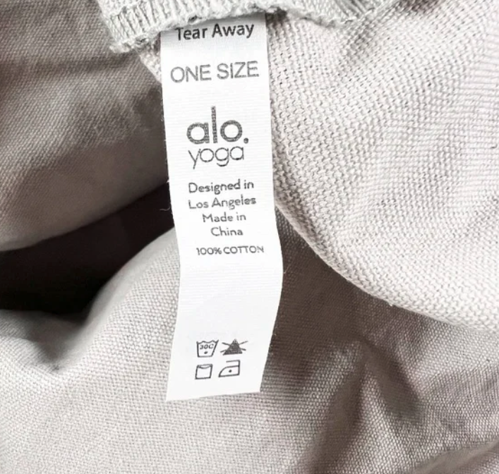 Alo Yoga Cotton Gray White Tie Dye Print Pattern Oversize Gym Tote Bag Purse