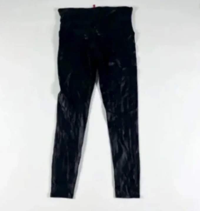 Spanx Faux Vegan Leather High Waisted Seamless Leggings Pants Black M