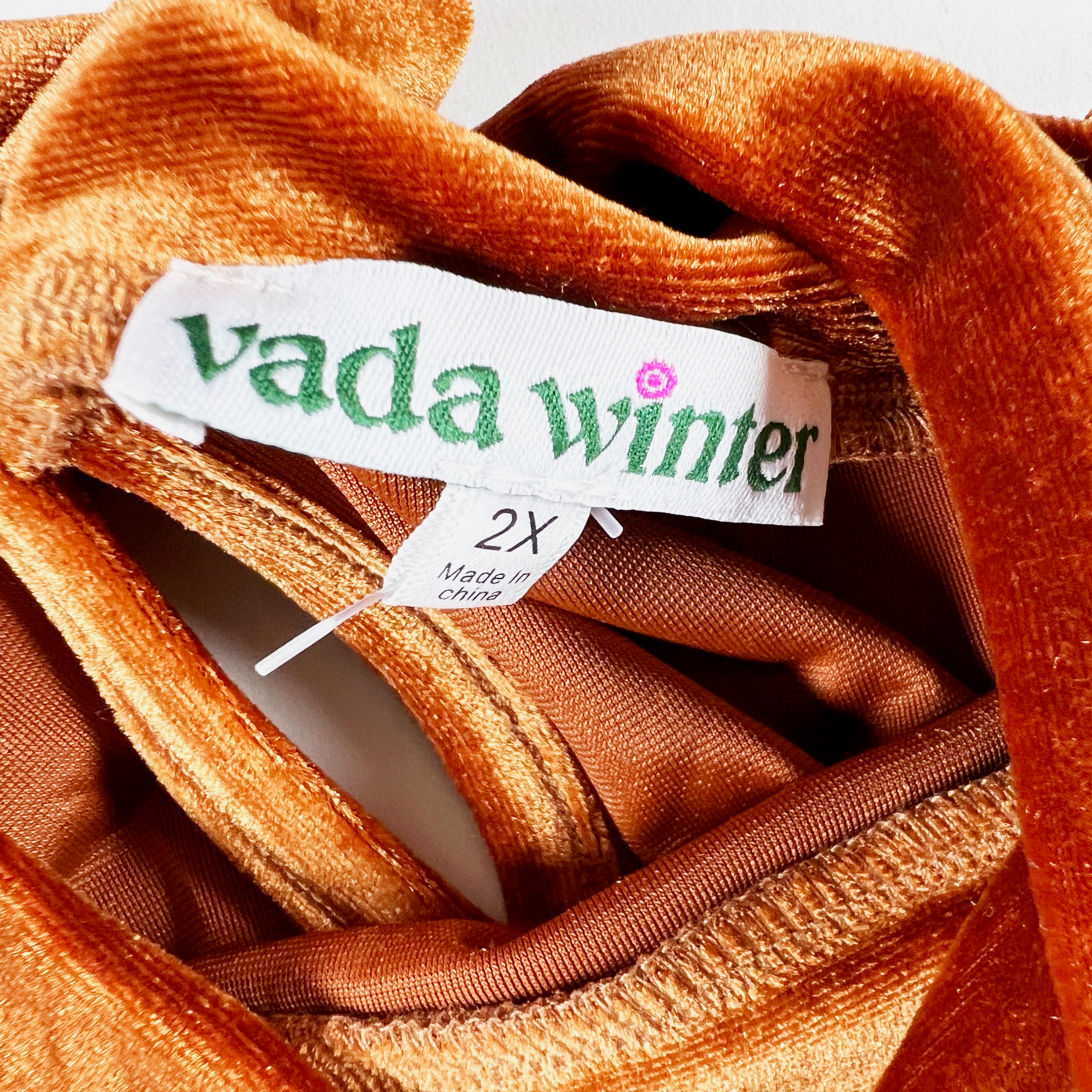 Vada Winter Rainbow Colorblock Velvet Velour Tiered Long Sleeve Midi Dress 2X