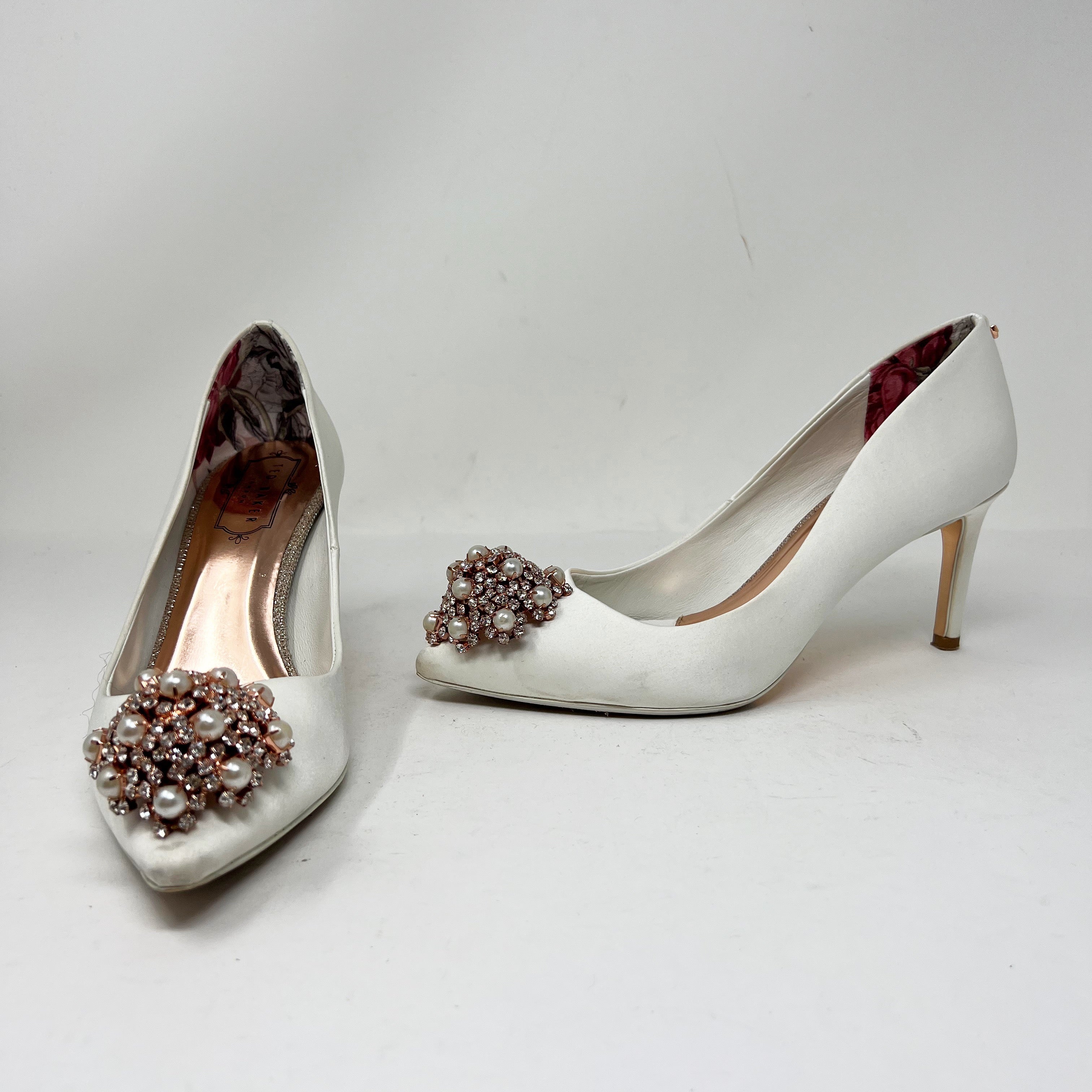 Ted Baker Dahrlin Pearl Jewel Crystal Satin Embellished Pointed Toe Pump Heels