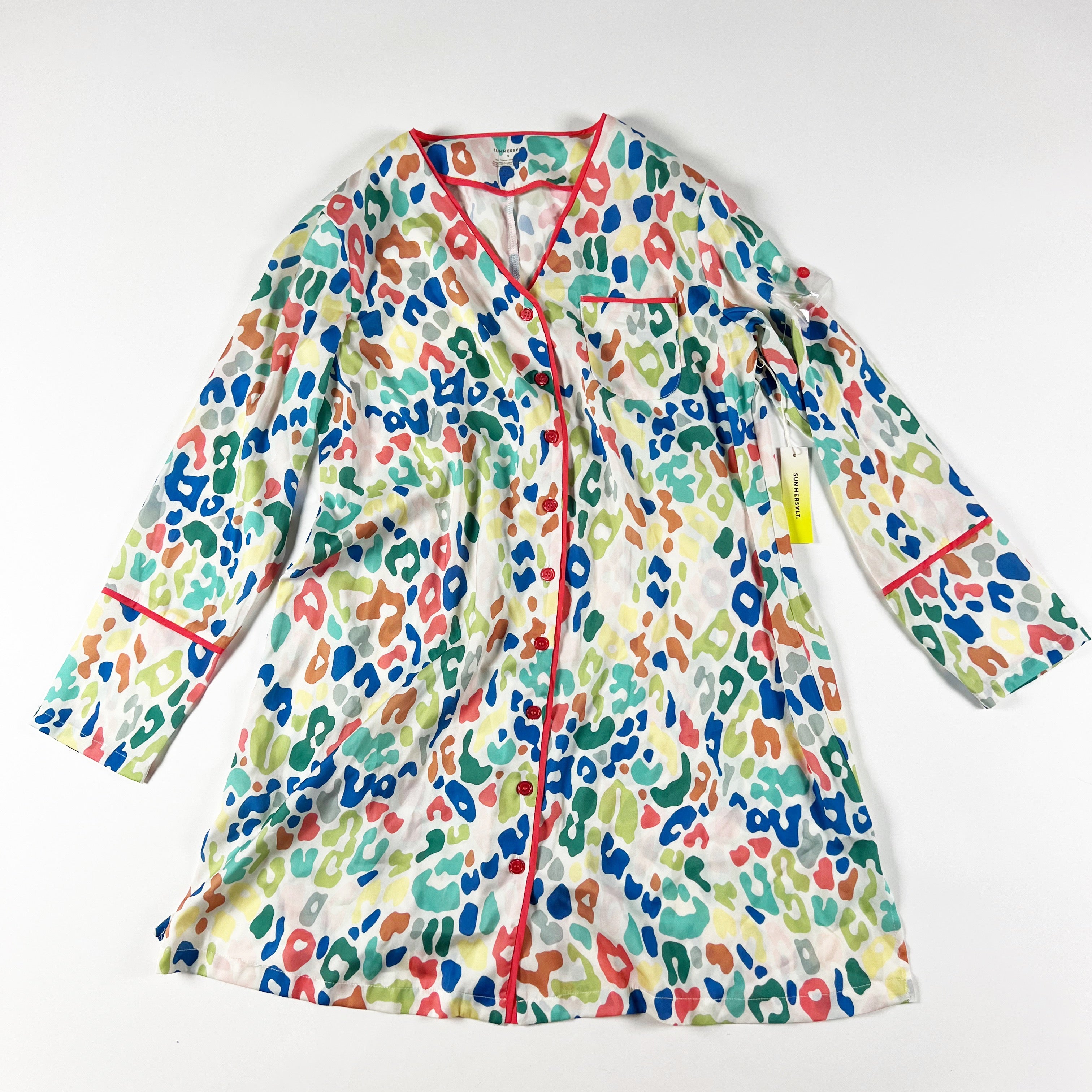 NEW Summersalt The Cloud 9 Silky Button Front Multi Cheetah Leopard Shirt Top S