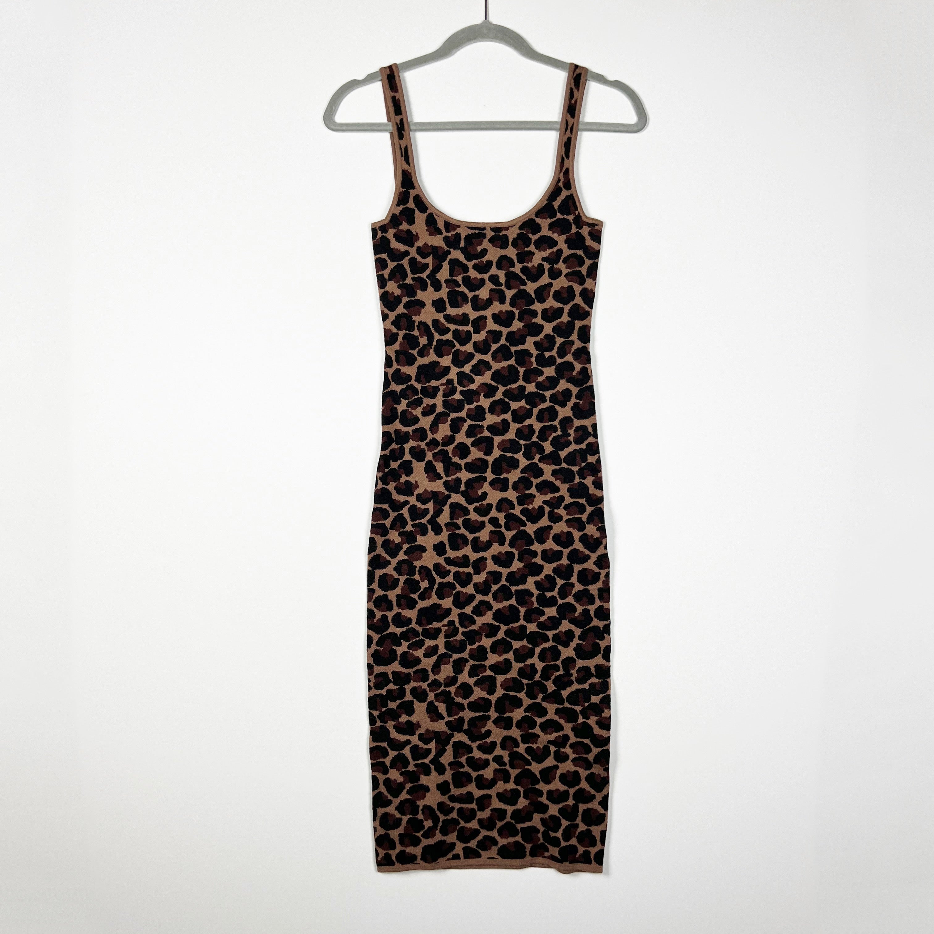 LPA Emelie Cheetah Leopard Animal Print Pattern Sweater Knit Stretch Dress XXS