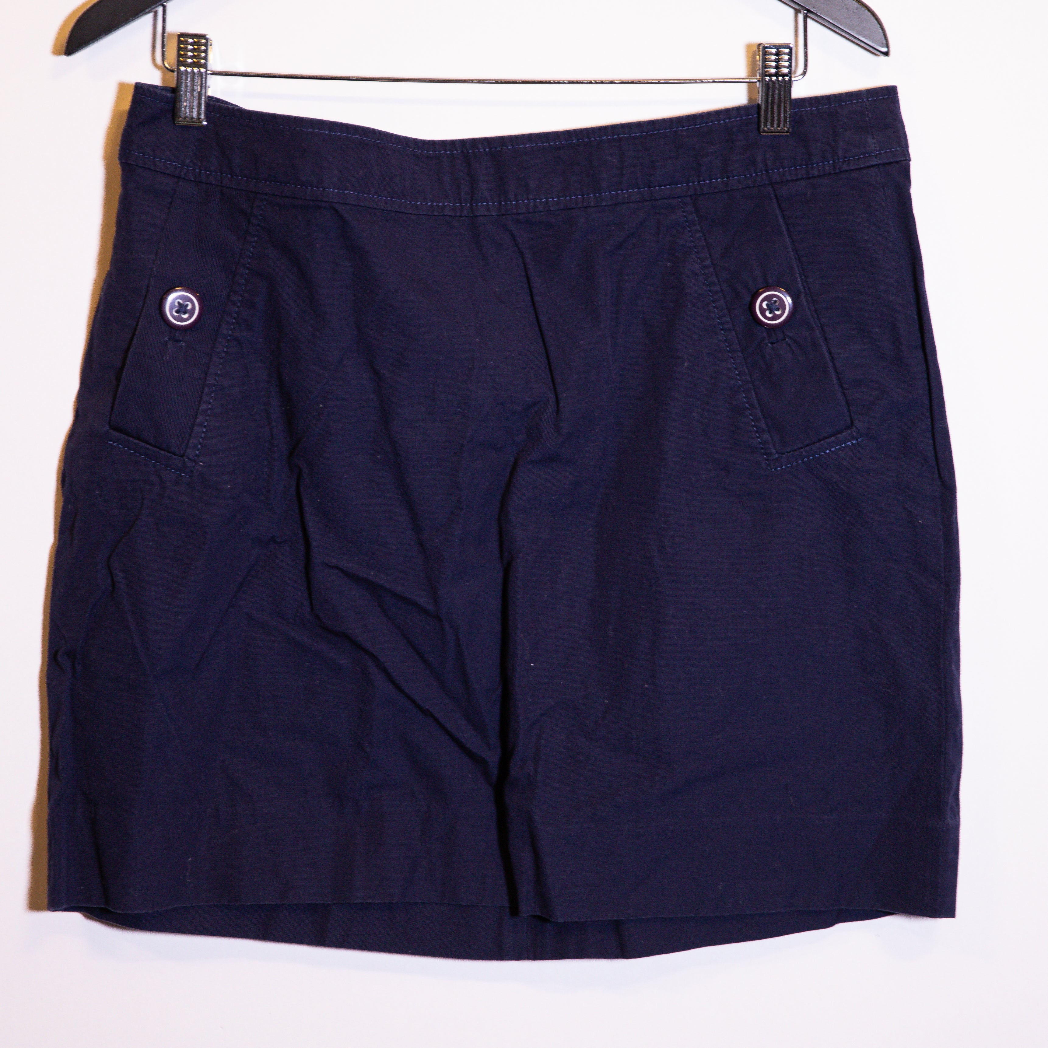 Lilly Pulitzer Women's Cotton Poplin Button Pocket Postage Stamp Mini Skirt Blue