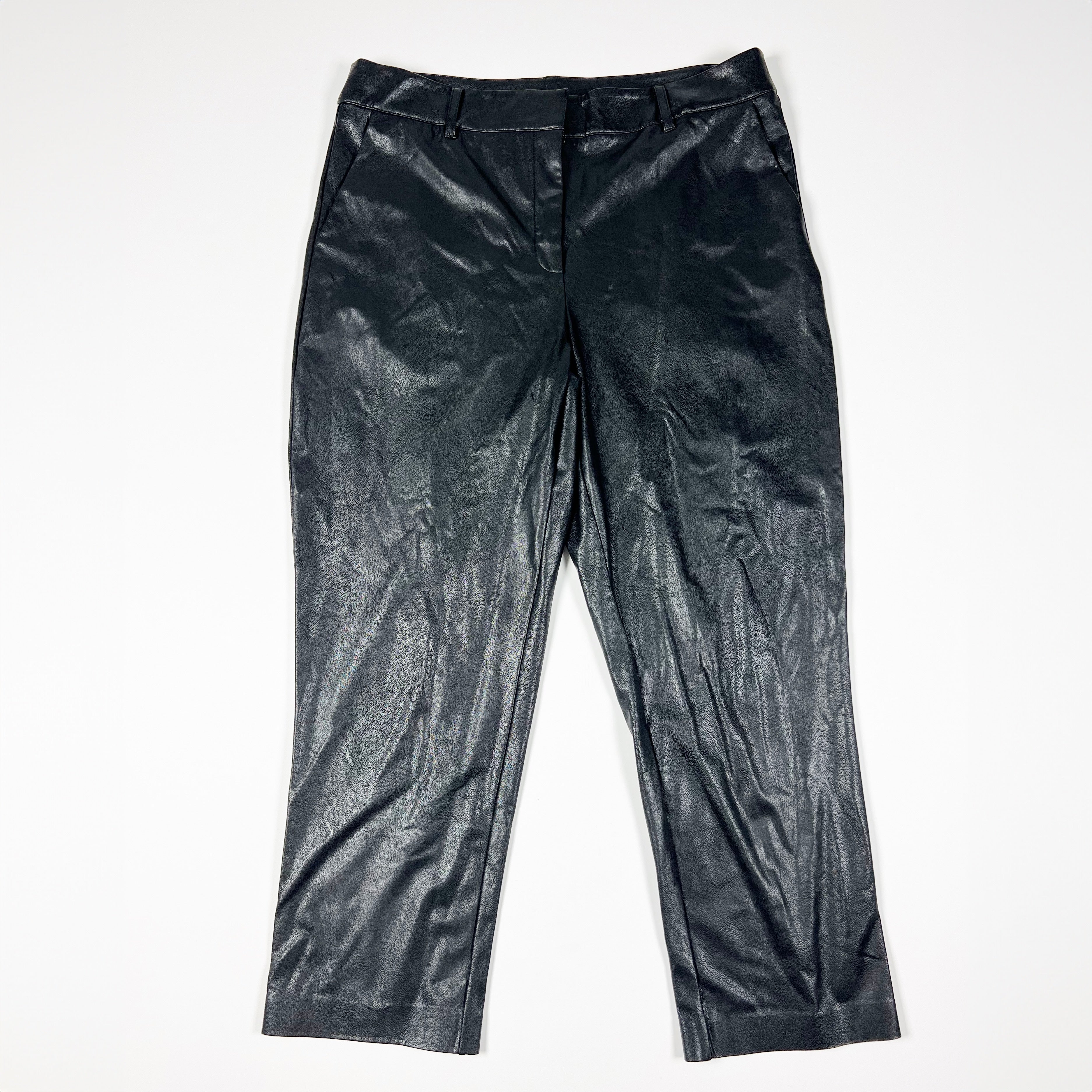 Commando Faux Vegan Leather Mid Rise Straight Leg Casual Trouser Pants Black XL