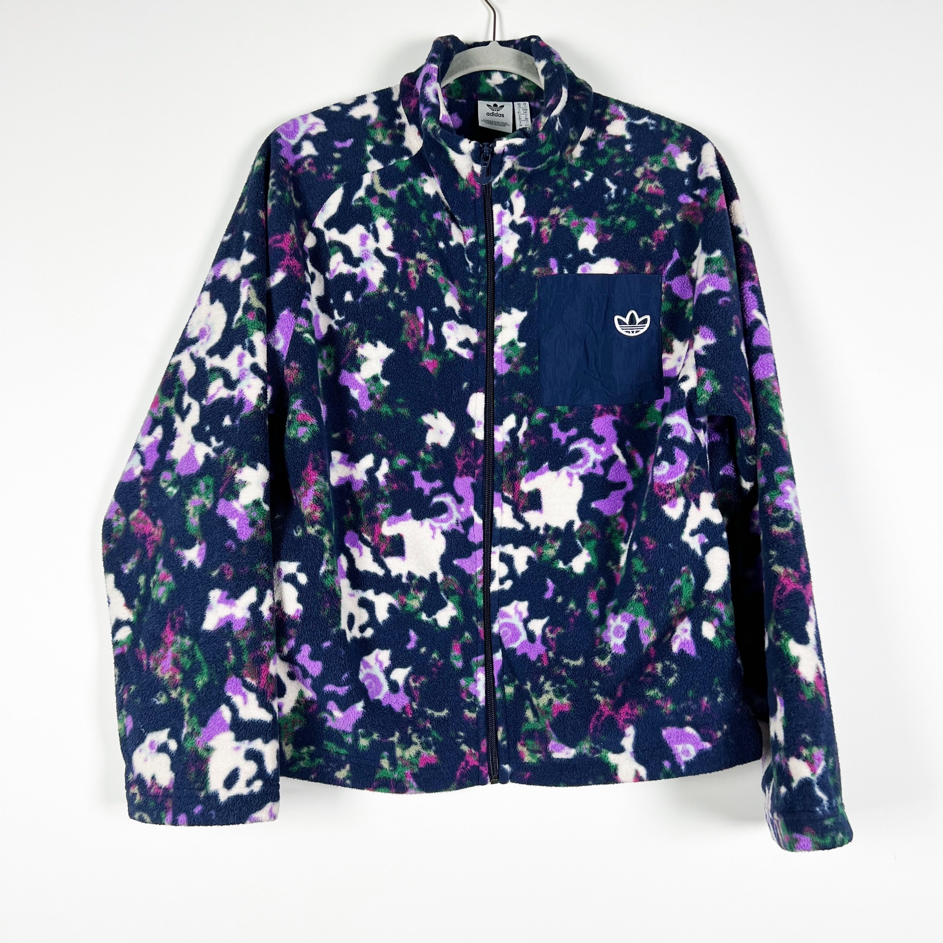 Adidas Women's Polarfleece Full Zip Multi Color Abstract Lightweight Jacket S