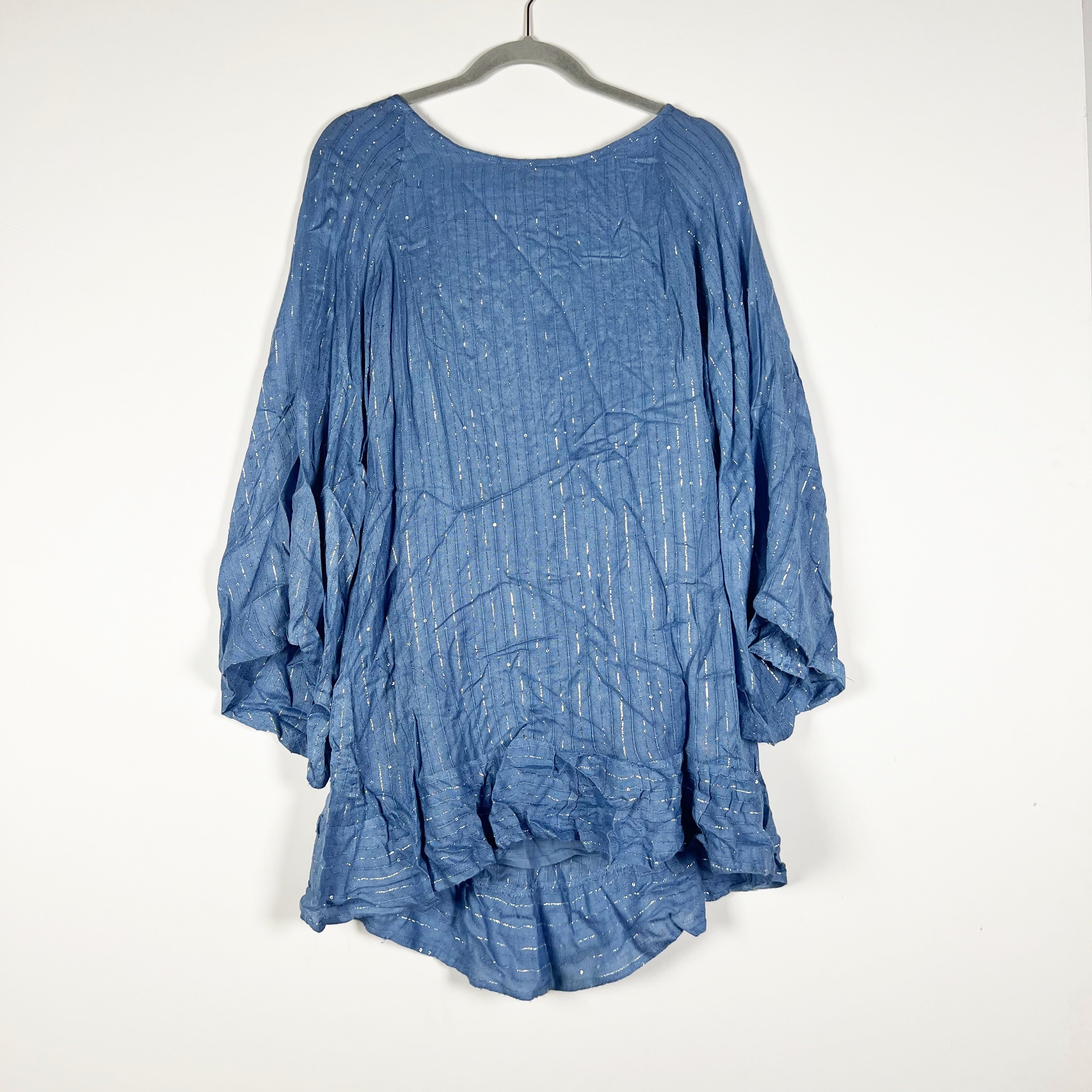 Sundress Indiana Basic Roma Powder Blue & White Metallic Stripe Mini Dress XS/S