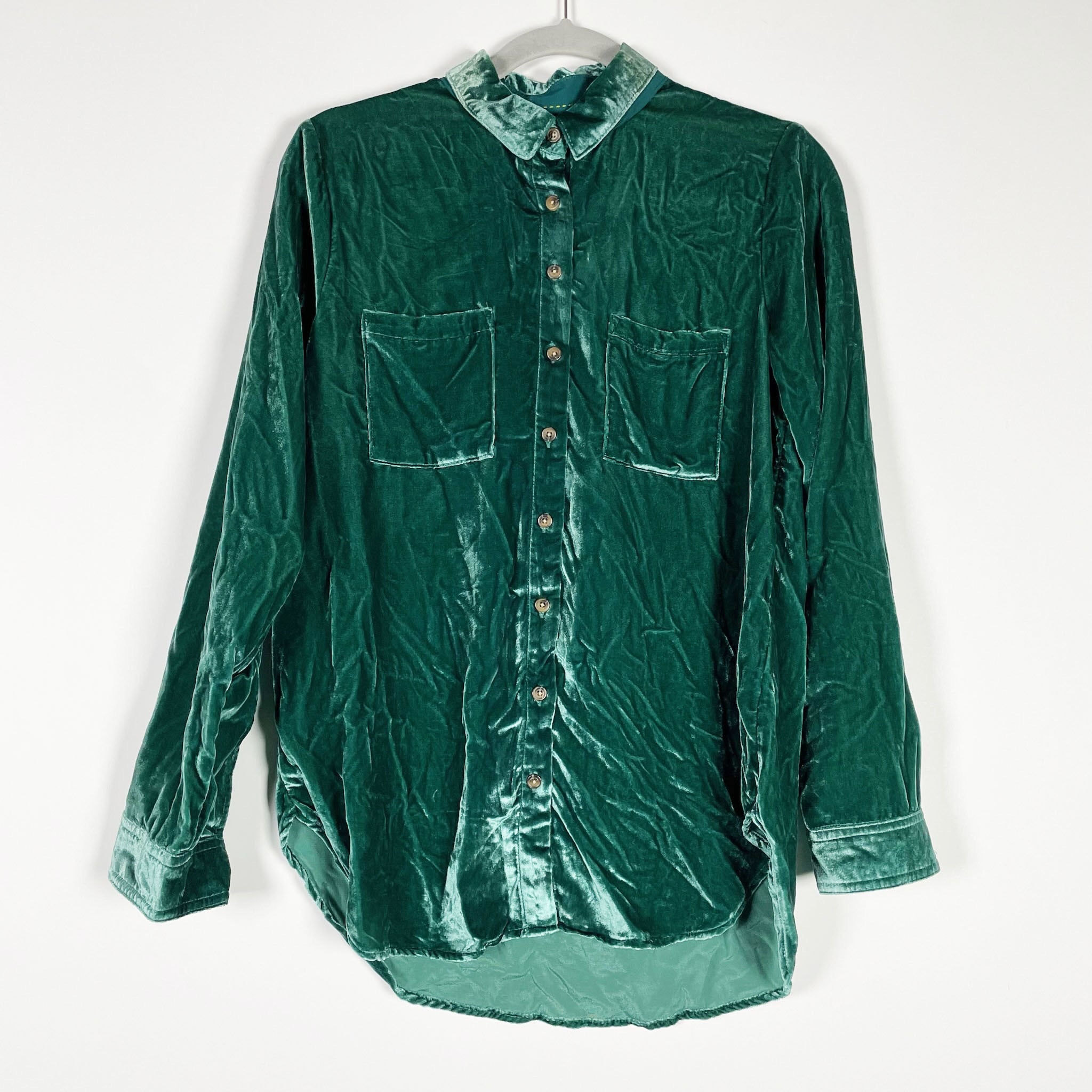NEW Anthropologie Pilcro & The Letterpress Mara Relaxed Velvet Button Down Shirt