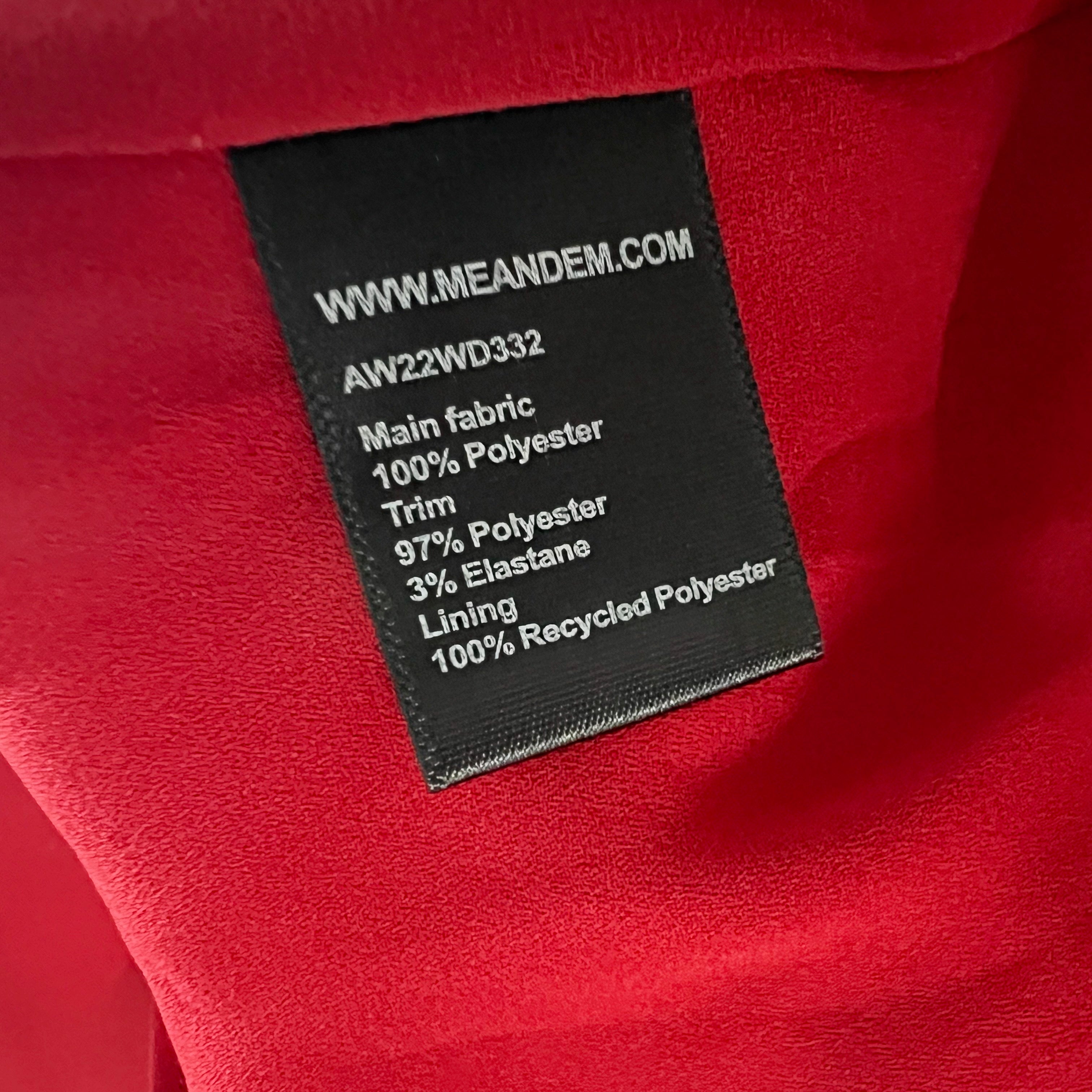 ME+EM Crushed Red Velvet Velour V Neck Long Sleeve Pullover Mini Dress 4