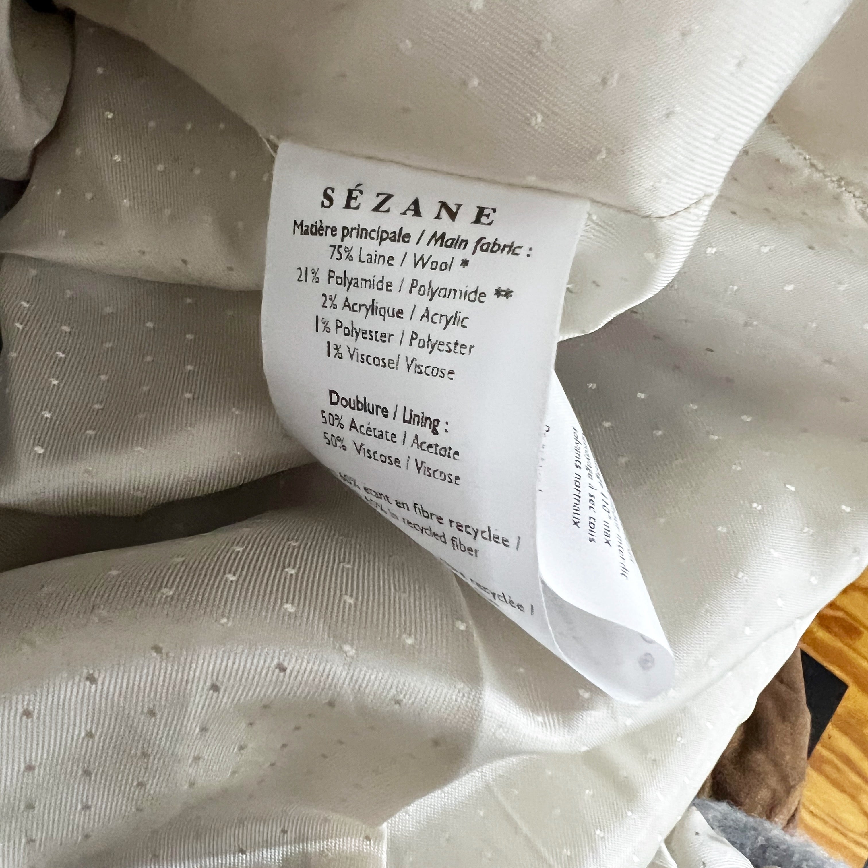 Sezane Jim Wool Blend Fuzzy Double Breasted Straight Cut Pea Coat Jacket Gray 36