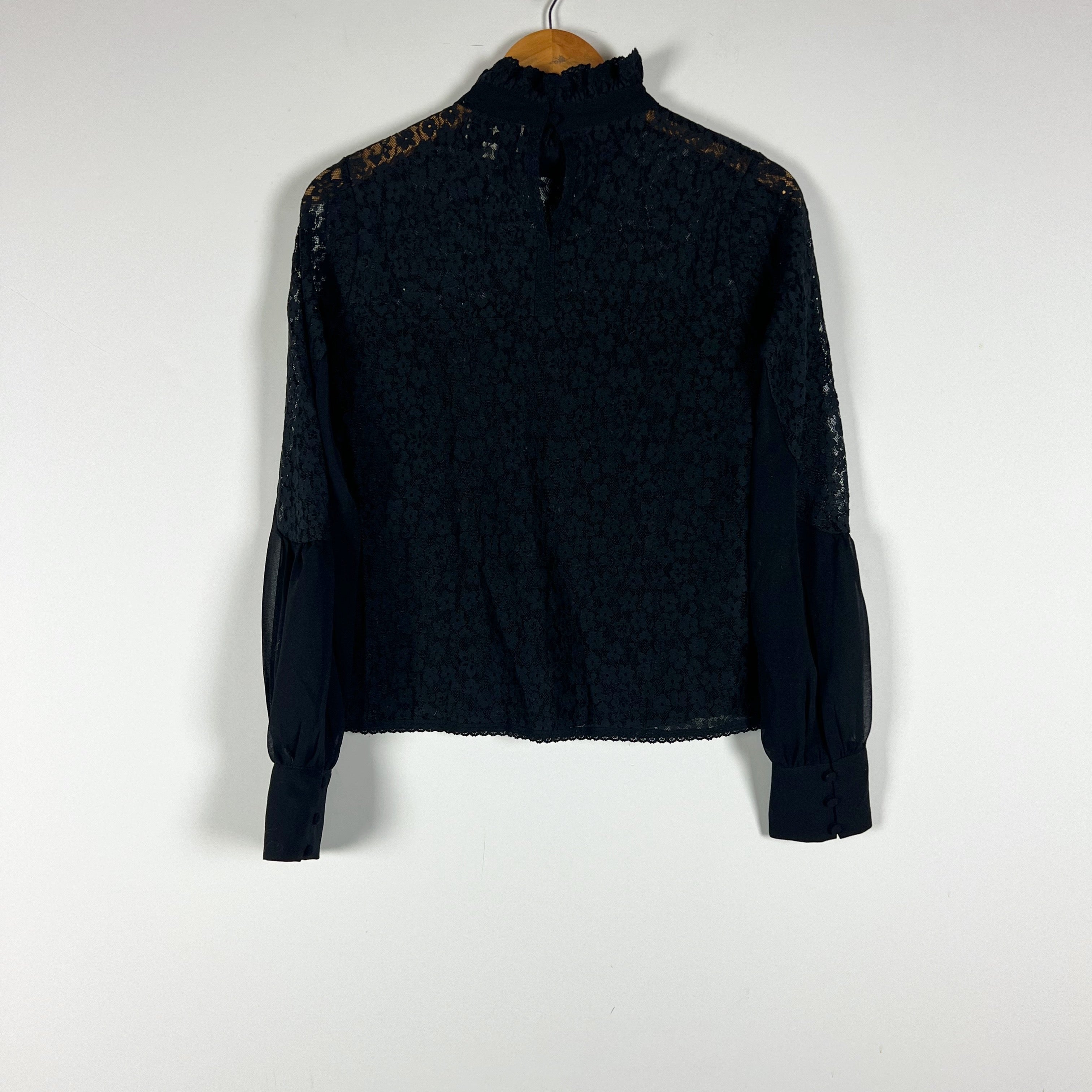 Tuckernuck Rosalee Allover Floral Flower Lace Ruffle Mock Neck Long Sleeve Shirt