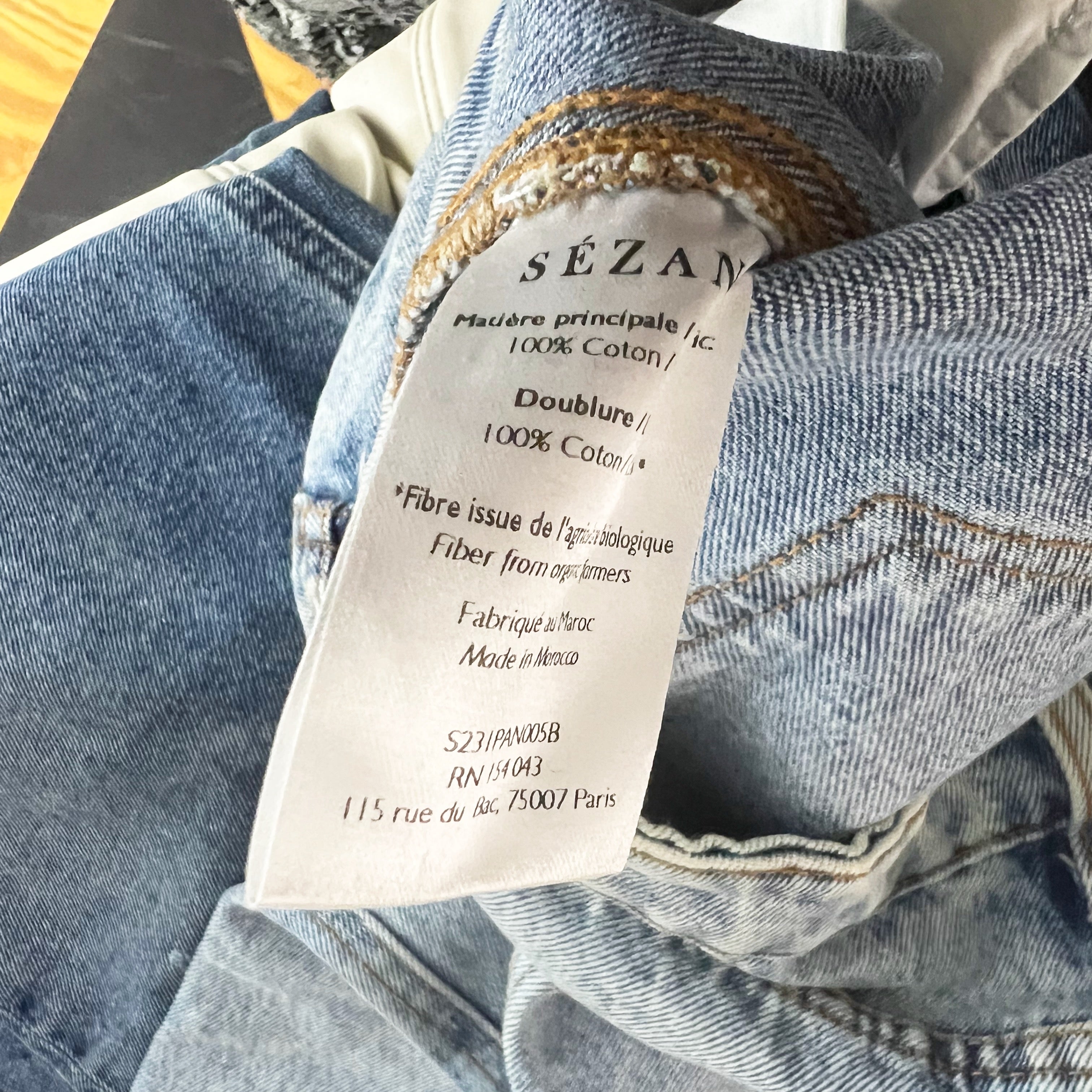 Sezane Denim Women's Cotton Straight Leg Mid Rise Jeans Blue Wash 27