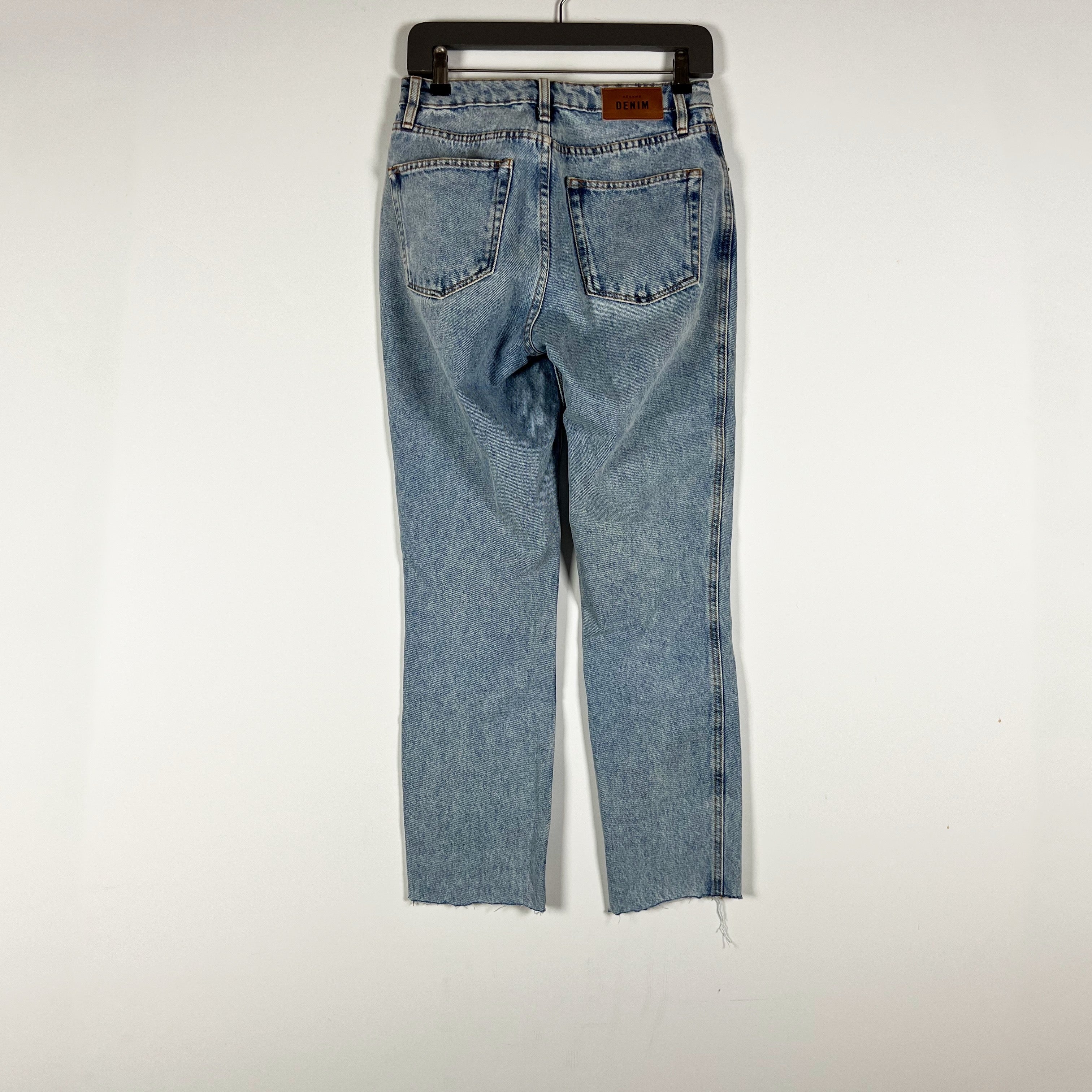 Sezane Denim Women's Cotton Straight Leg Mid Rise Jeans Blue Wash 27