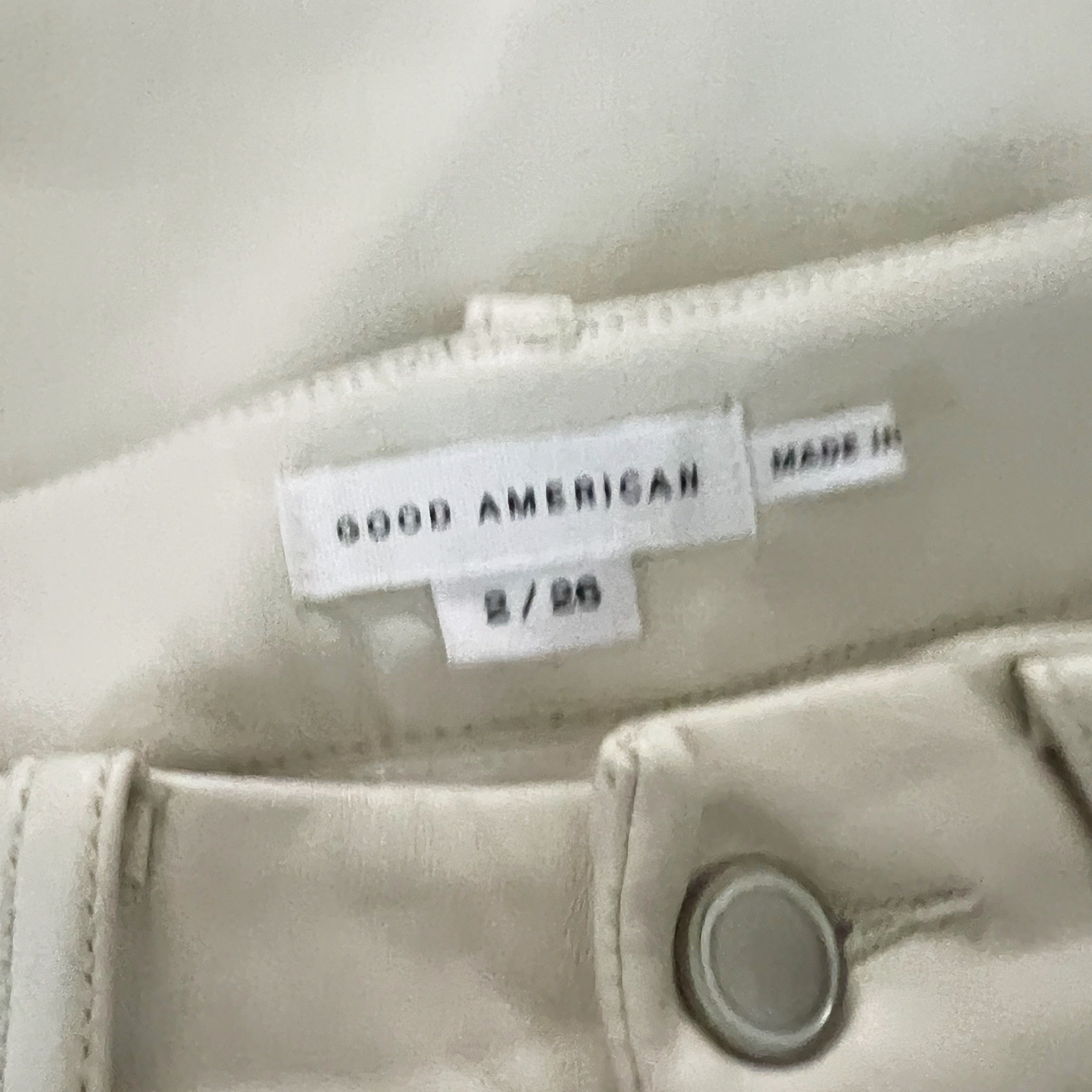 Good American Good Icon Faux Vegan Leather Straight Leg Trouser Pants Bone White