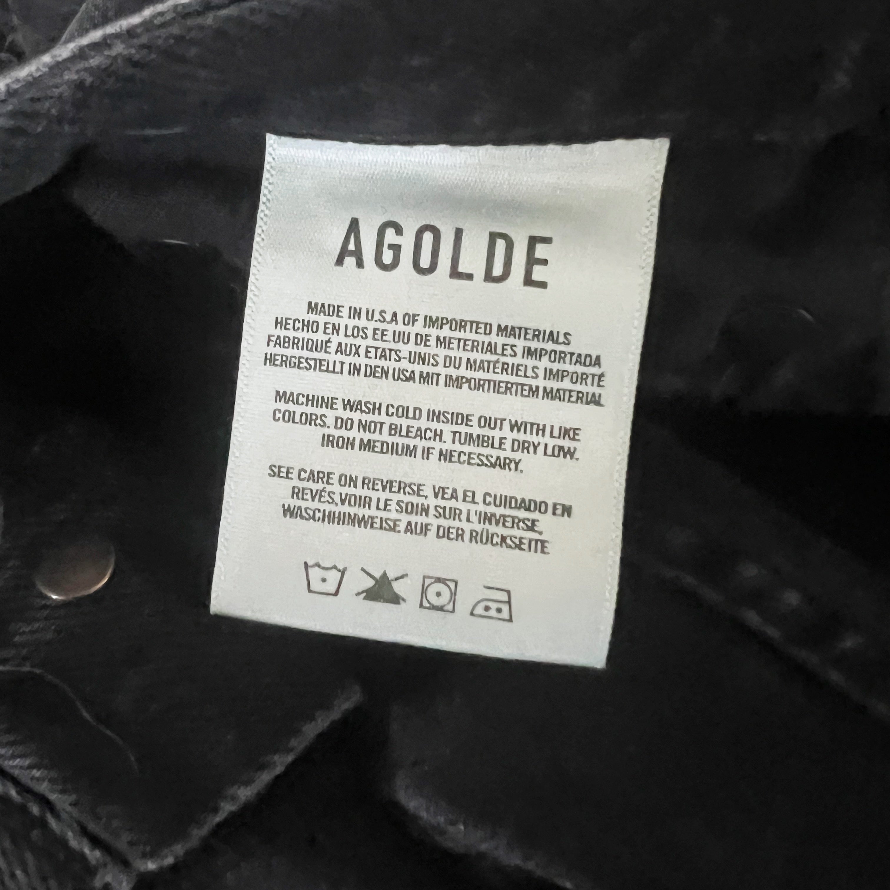 Agolde Lana Mid Rise Straight Leg Cotton Distressed Denim Jeans Black Wash 26