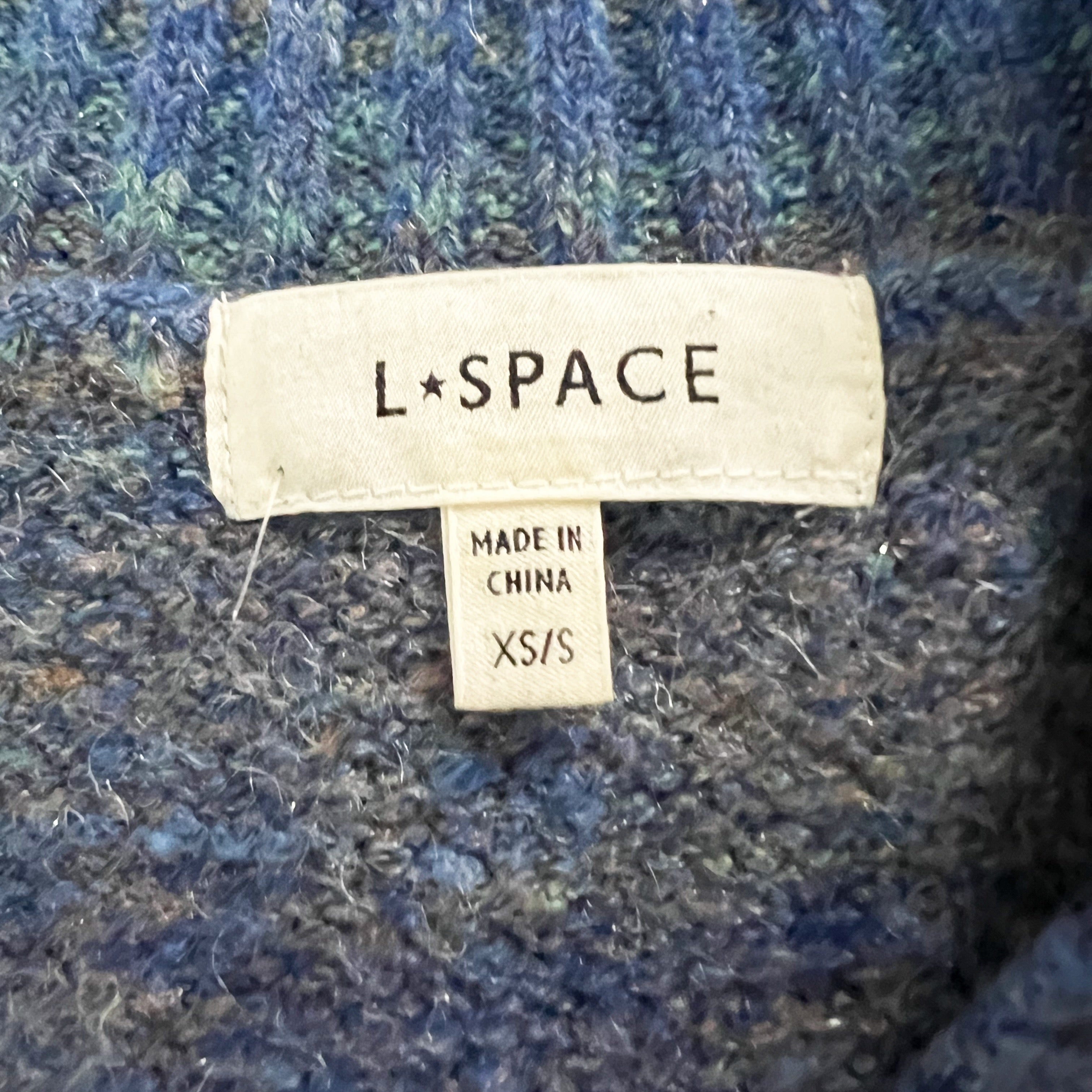 L*Space Zoe Knit Stretch Button Front Oversized Ombre Metallic Blue Cardigan