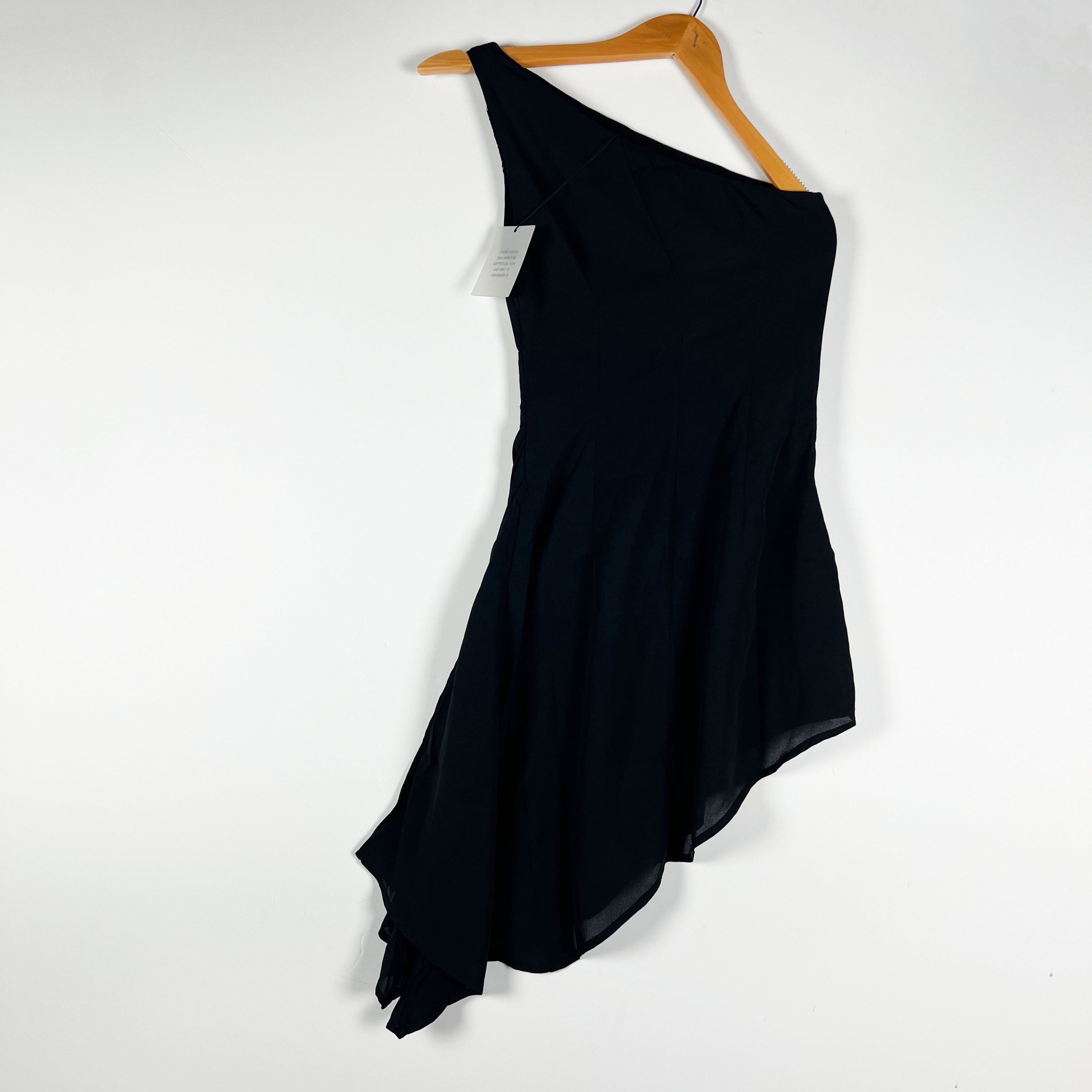 NEW Superdown Tracie One Shoulder Lace Applique Asymmetrical Hem Mini Dress XXS