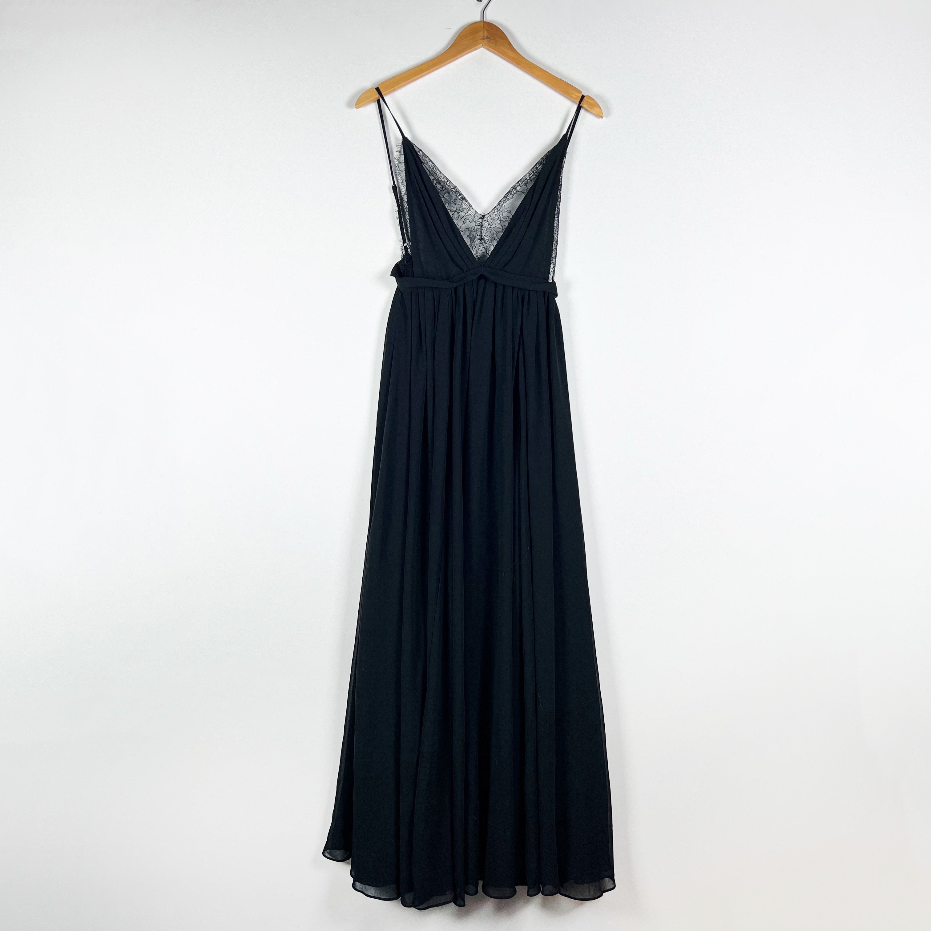 NEW Michael Costello x Revolve Justin Lace Panel High Slit Chiffon Maxi Dress