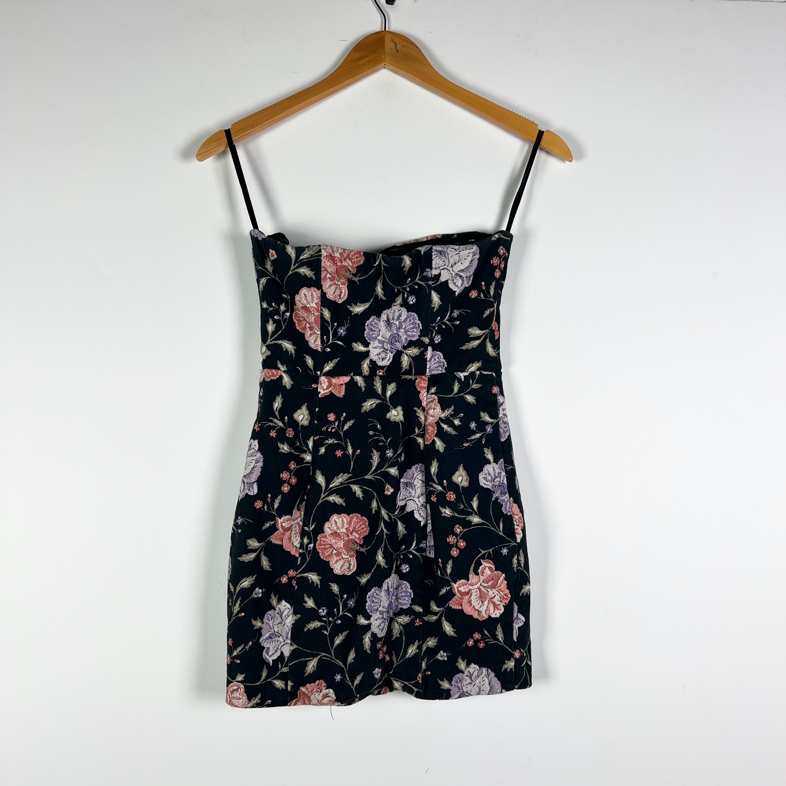 Tularosa Serena Cotton Stretch Strapless Mini Dress Sabine Floral Print XXS