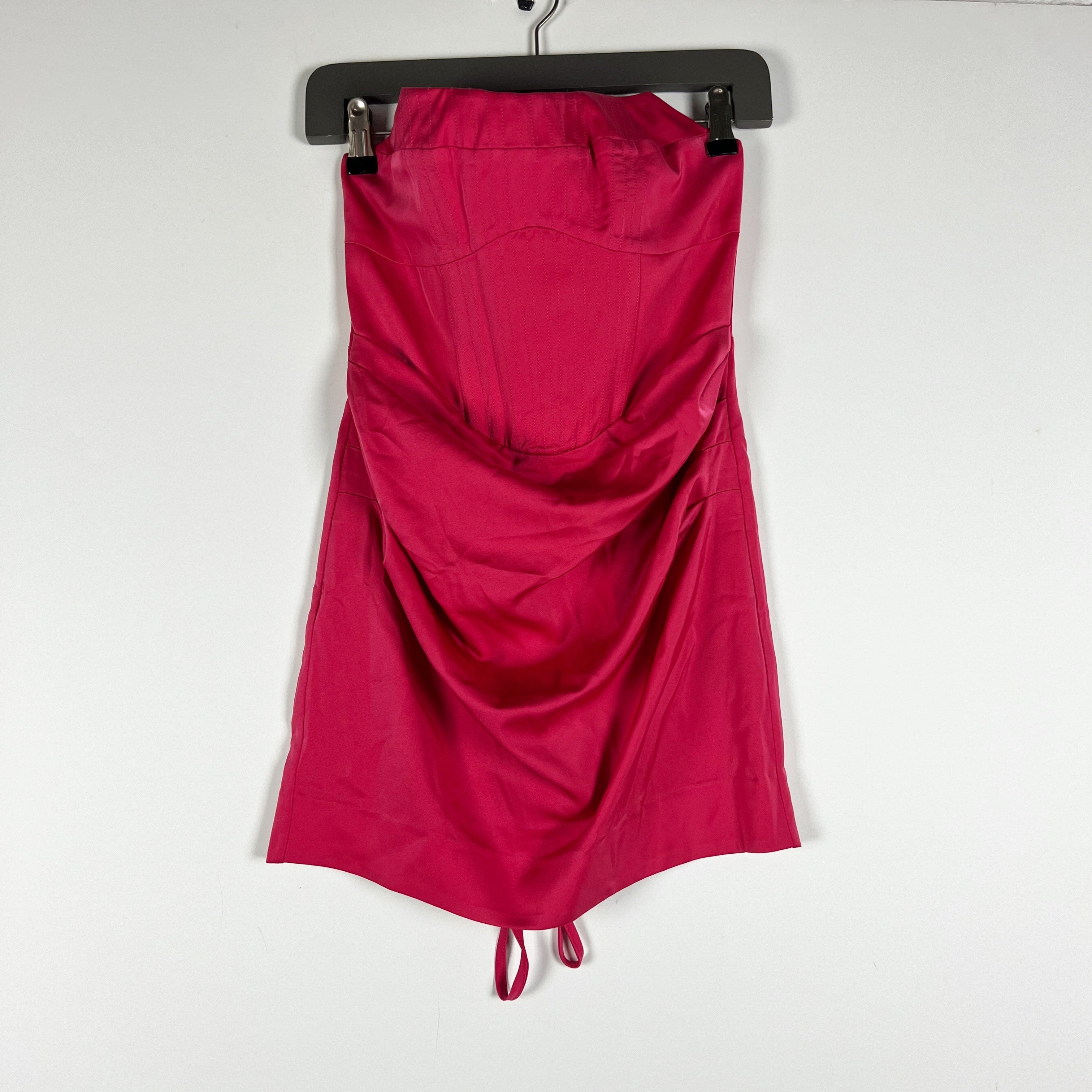 Michael Costello x Revolve Michail Satin Strapless Bustier Mini Dress Hot Pink