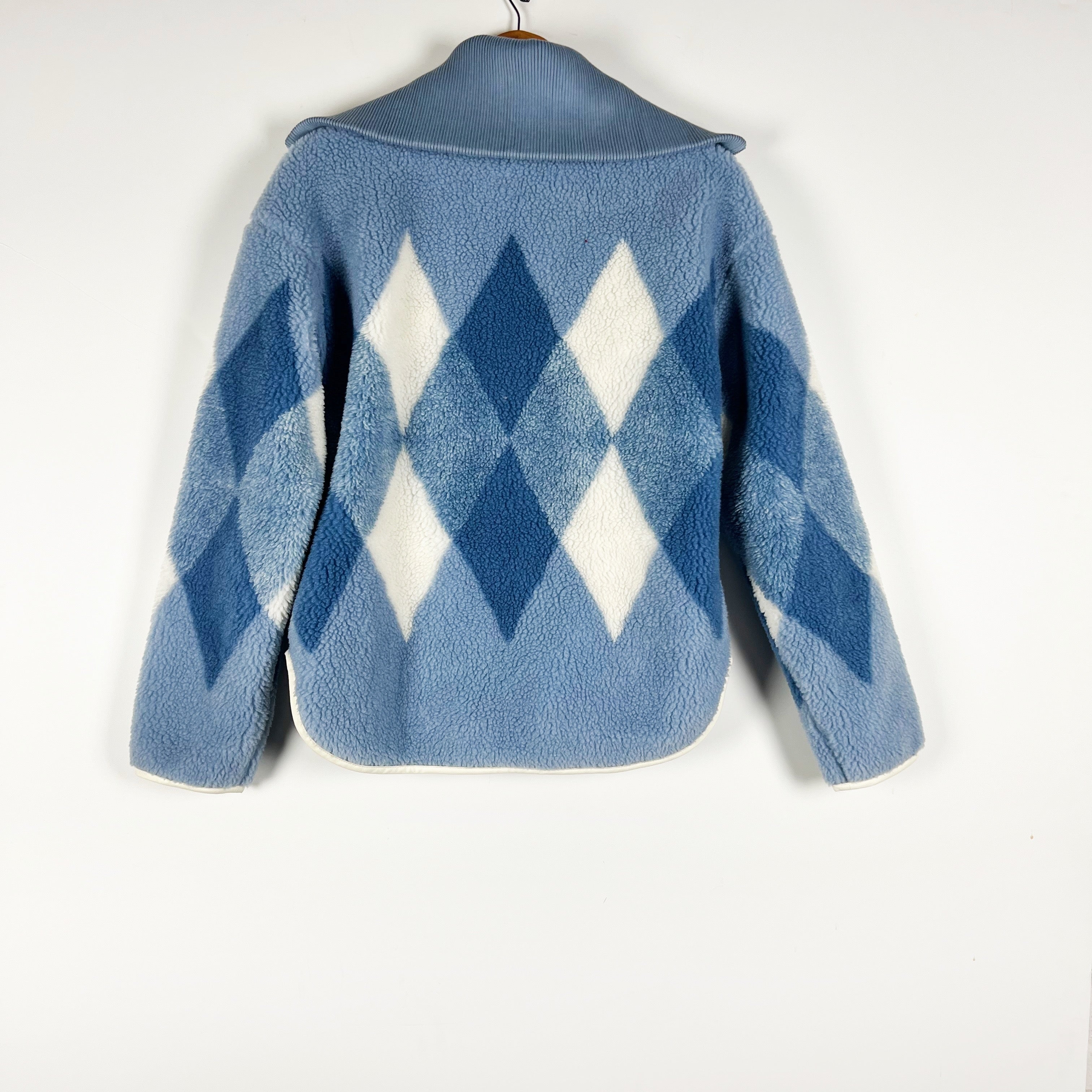 NEW Varley Franca Faux Vegan Shearling Sherpa Fuzzy Full Zip Jacket Ashley Blue