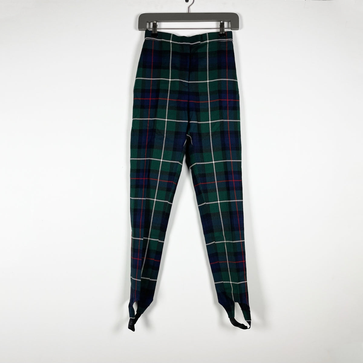 Burberry Women's Wool Mid Rise Straight Fit Plaid Check Print Stirrup Pants 2