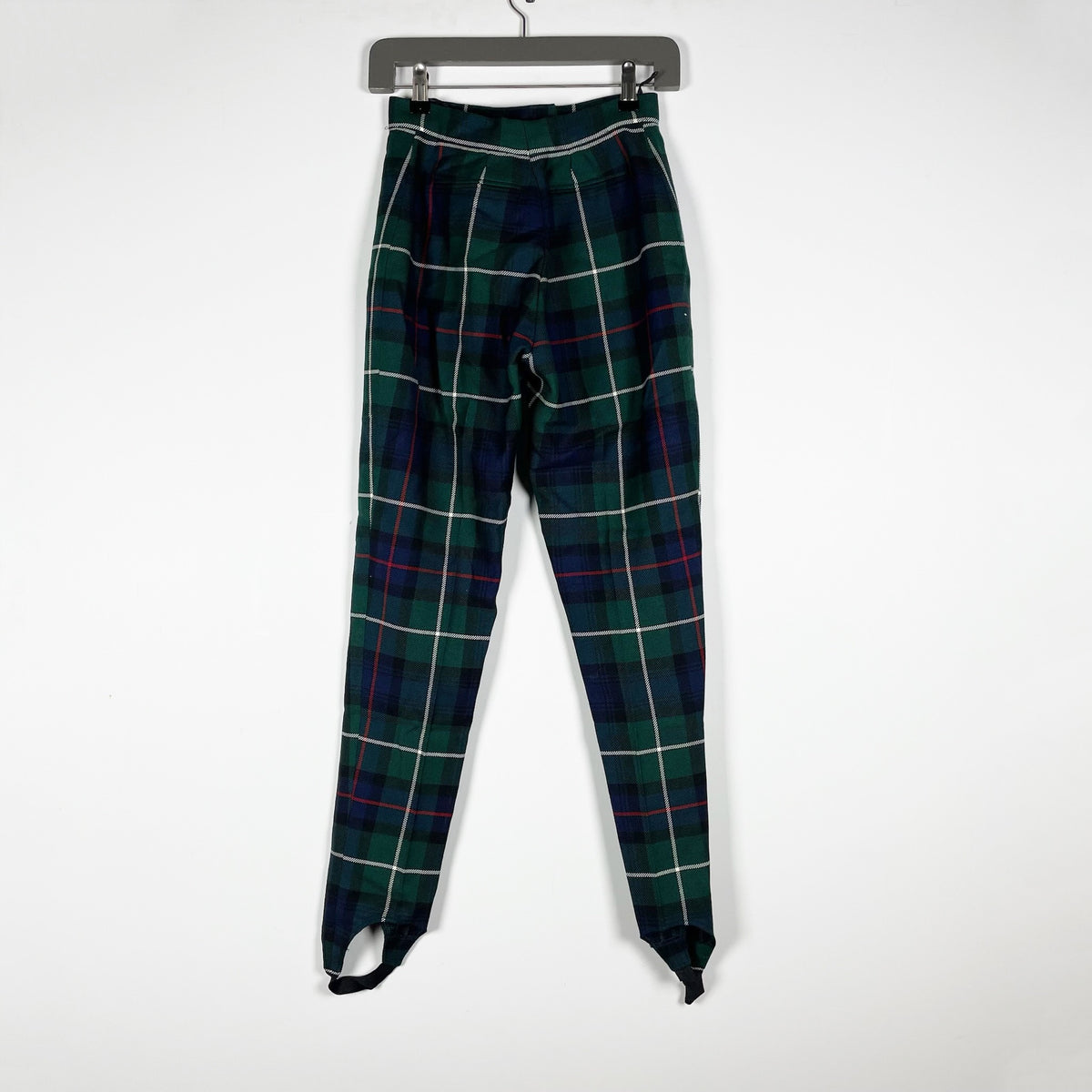 Burberry Women's Wool Mid Rise Straight Fit Plaid Check Print Stirrup Pants 2