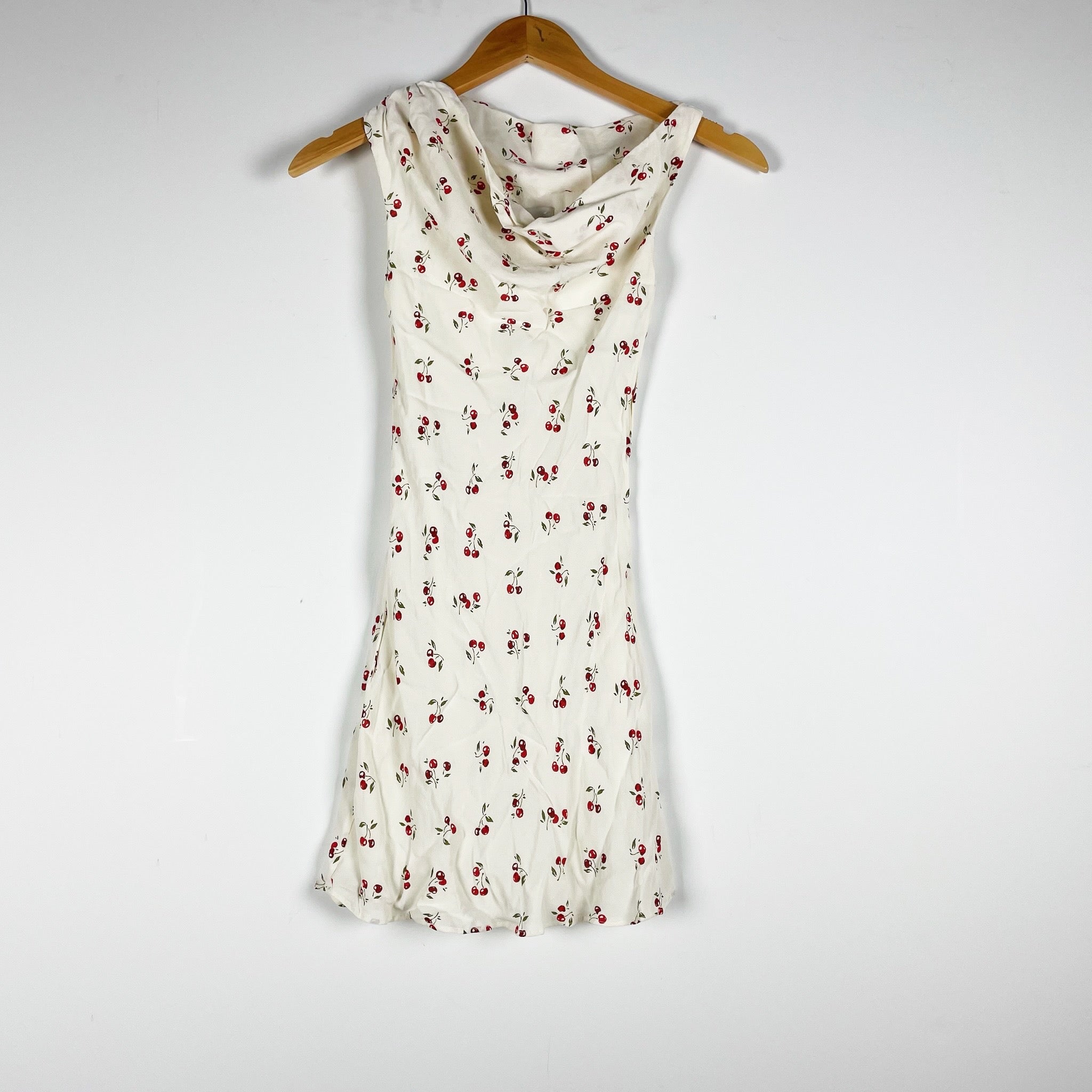 Reformation Kristine Cherry Pit Fruit Print Pattern Crepe Off Shoulder Dress 2