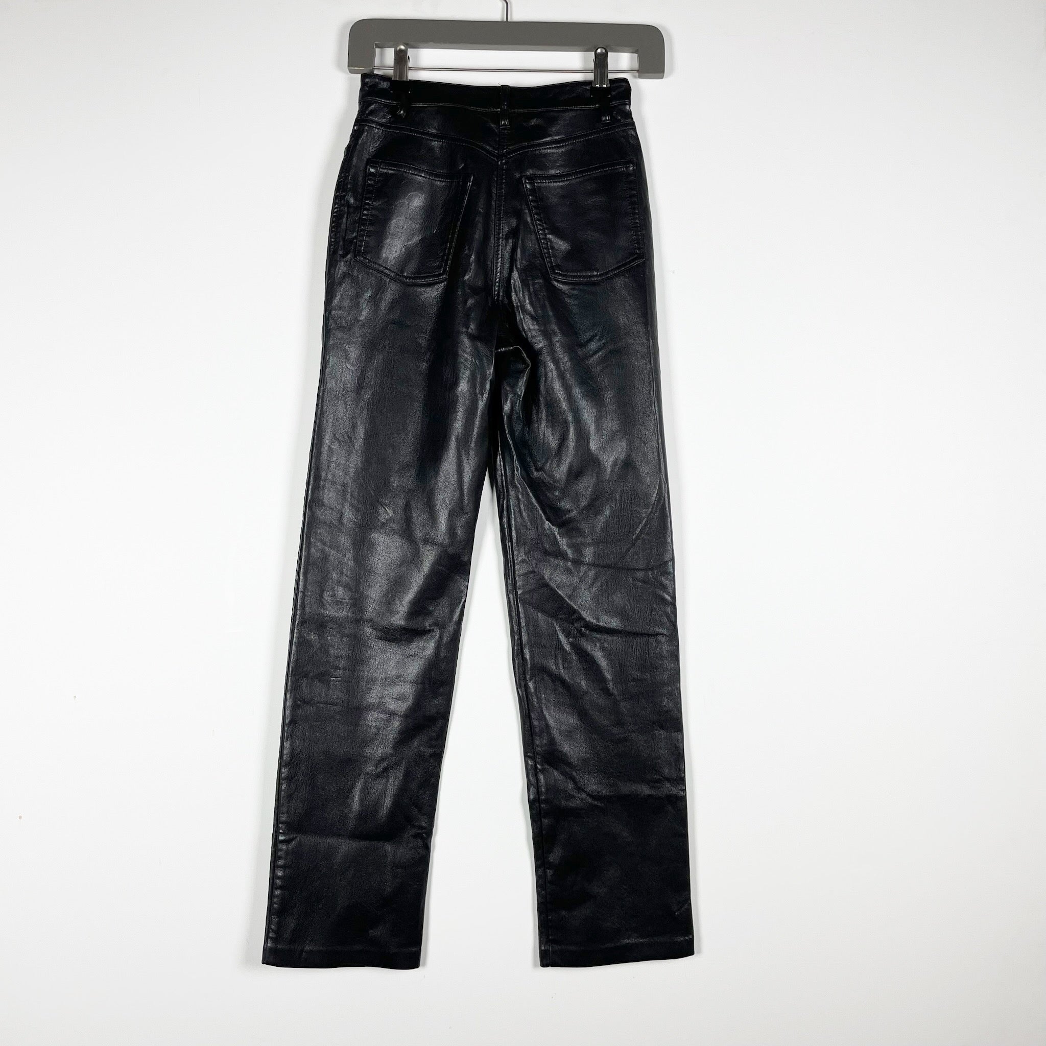 Wilfred Aritzia The Melina Faux Vegan Leather Mid Rise Straight Leg Trouser Pant