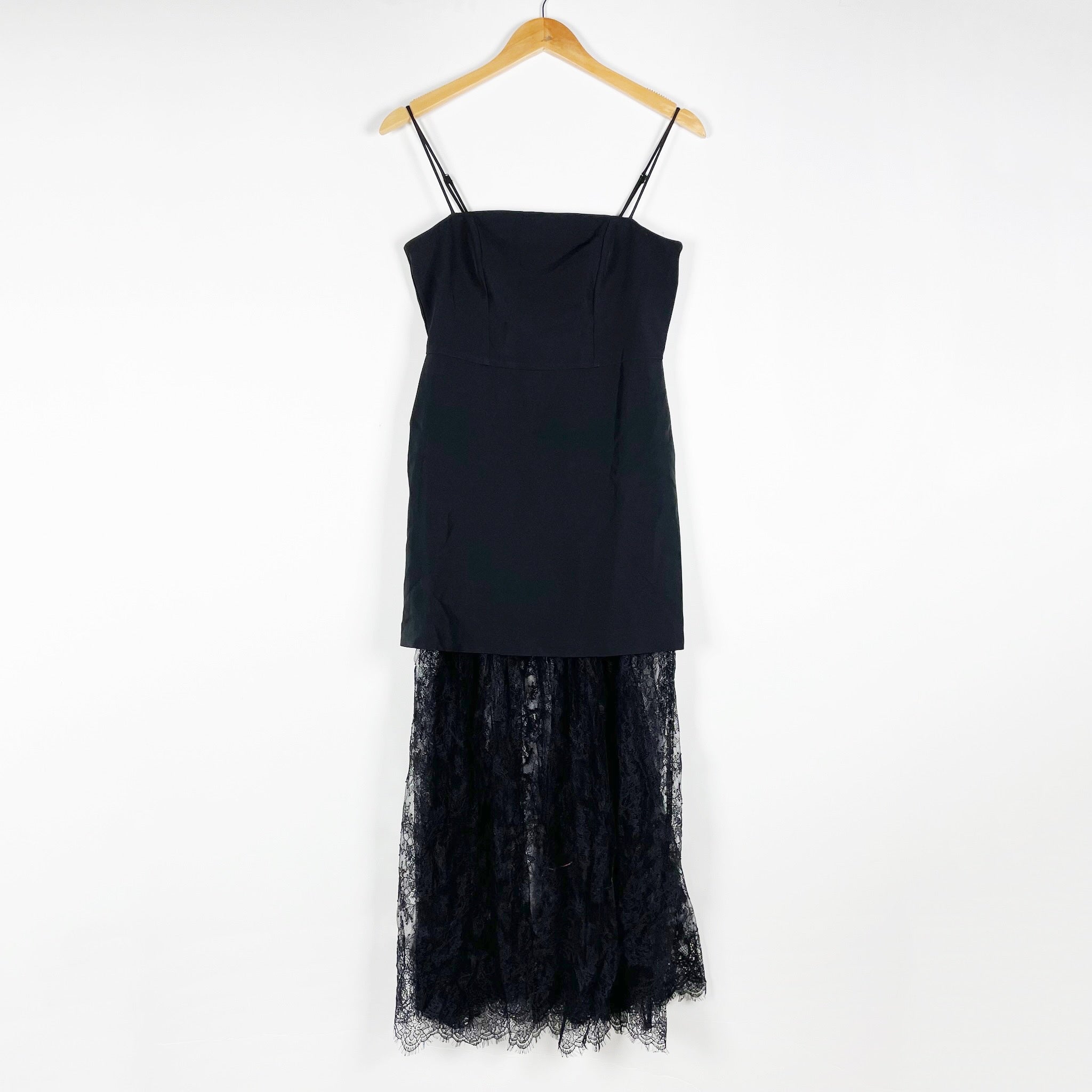 NEW Ann Taylor Loft Sheer Chantilly Lace Mixed Media Maxi Dress Black 00