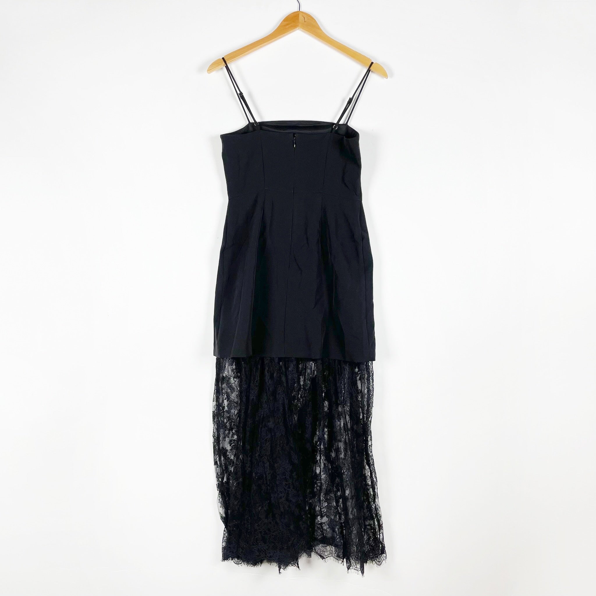 NEW Ann Taylor Loft Sheer Chantilly Lace Mixed Media Maxi Dress Black 00