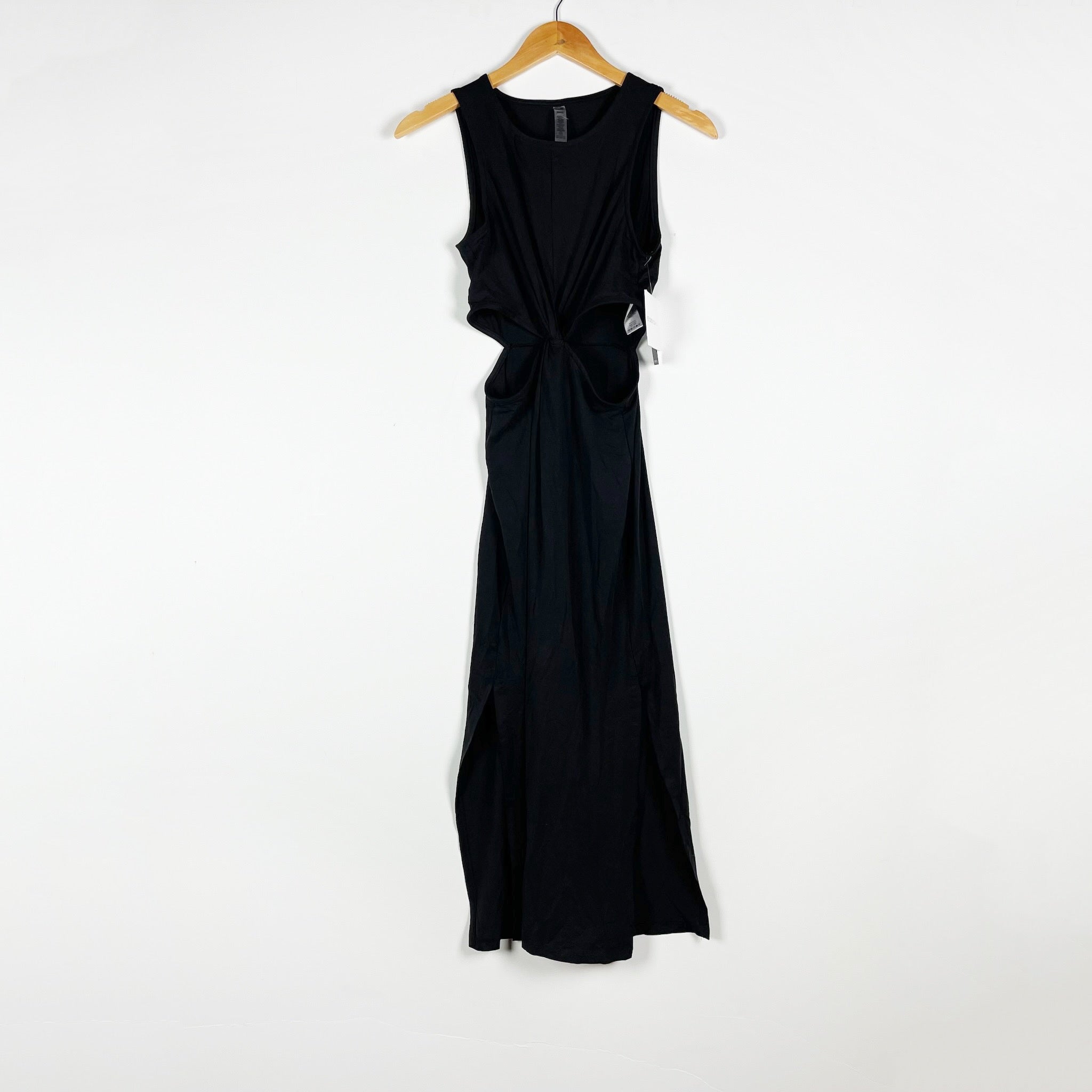 NEW Beyond Yoga Around The World Front Twist Cut Out Stretch Midi Dress Black XS