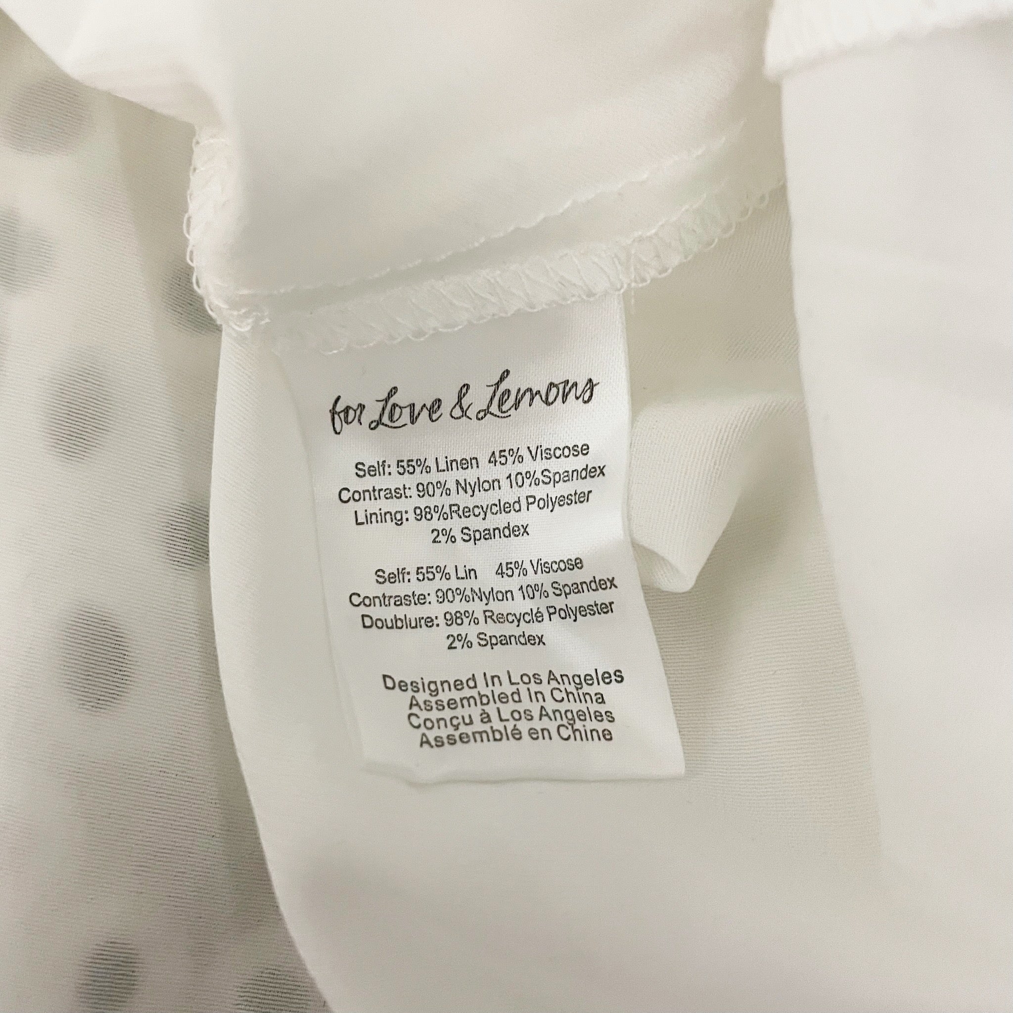 NEW For Love & Lemons Becca Linen Blend Puff Short Sleeve Eyelet Mini Dress XS
