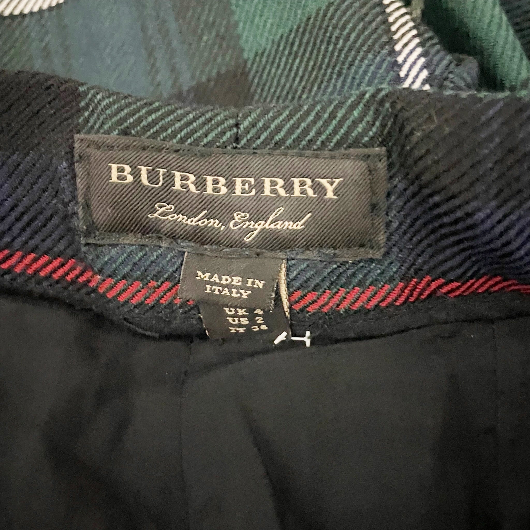 Burberry Women's Wool Mid Rise Straight Fit Plaid Check Print Stirrup Pants 2