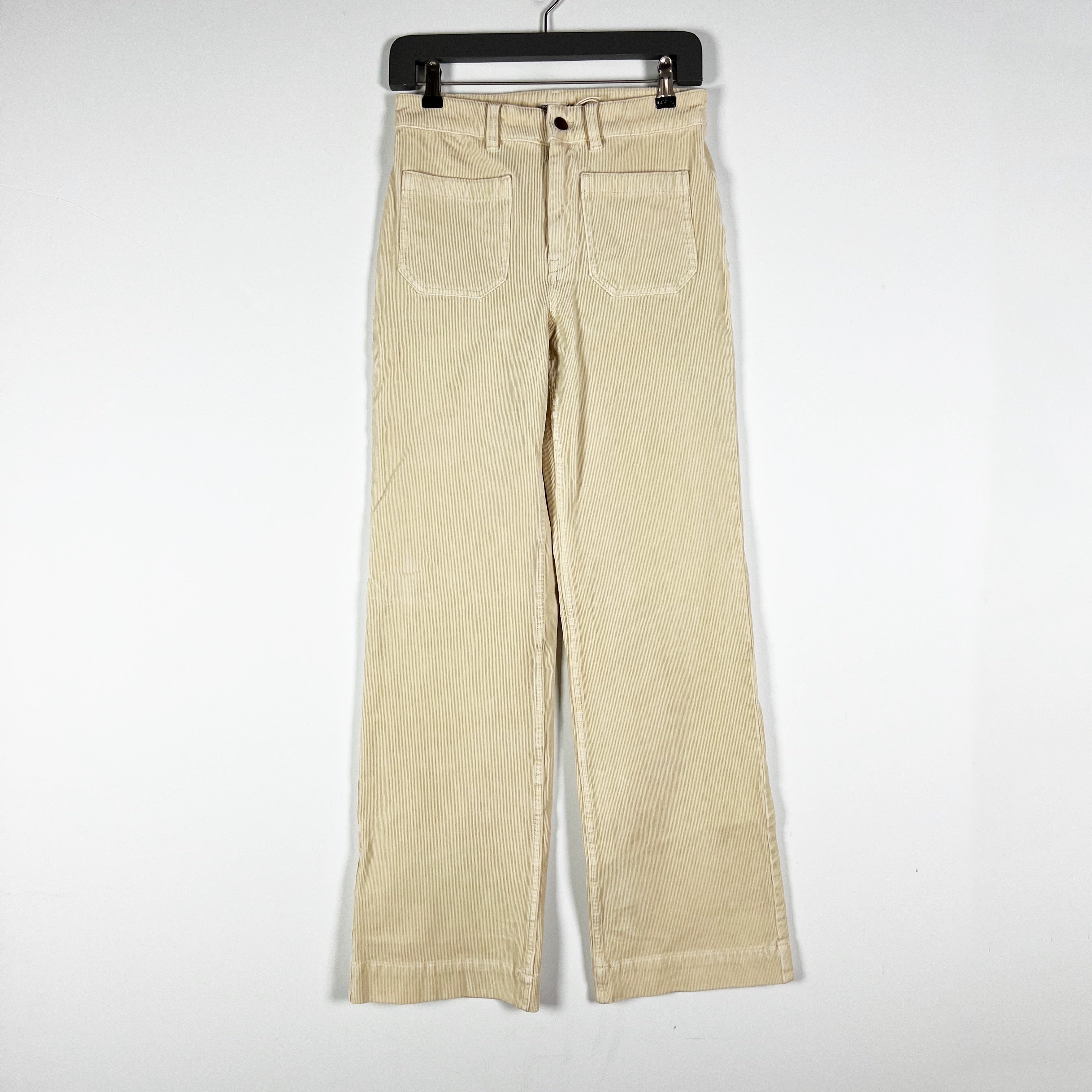 NEW Faherty Softstretch Cord Patch Pocket High Rise Wide Leg Summer Sand Pant 27