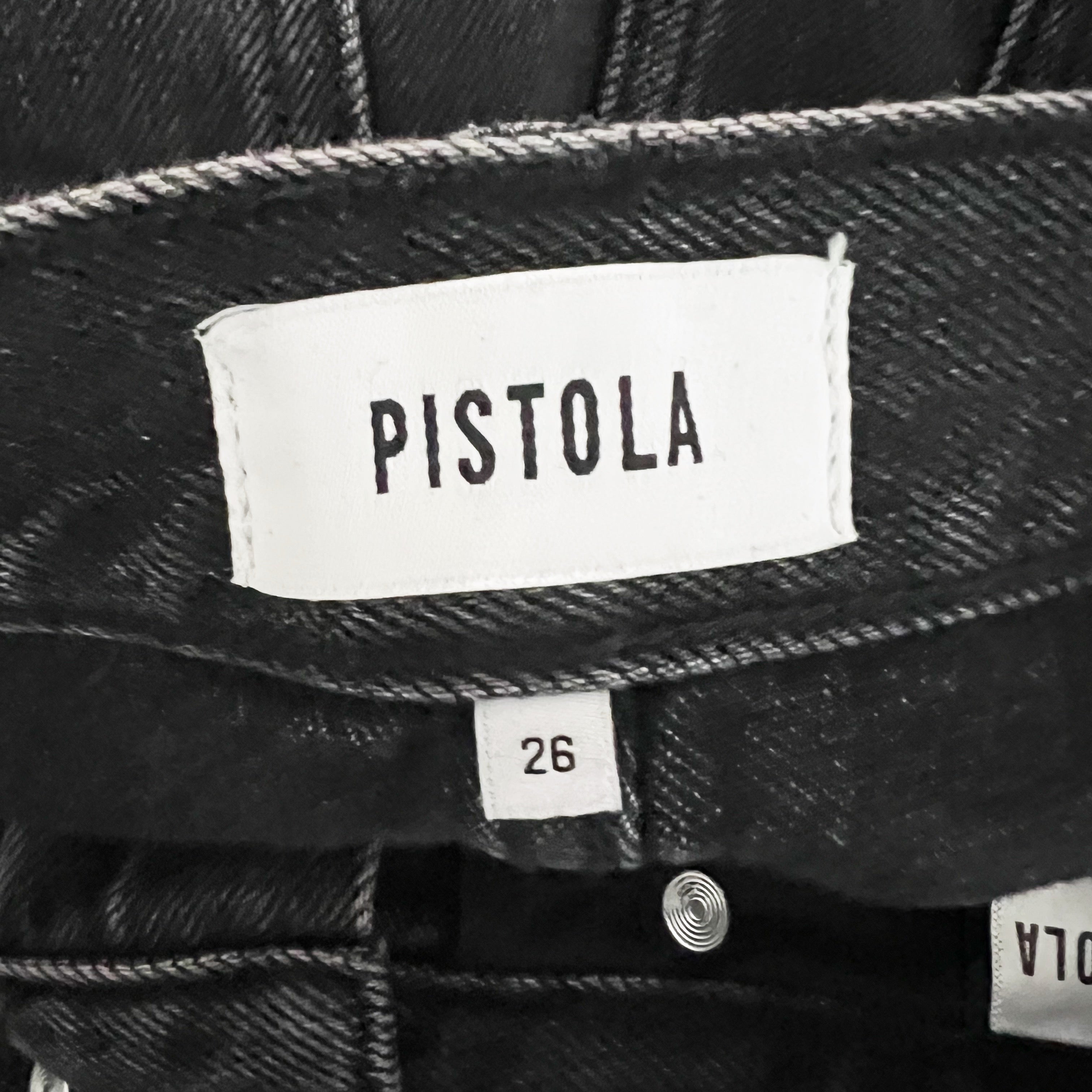 Pistola Wes Barrel Cotton Tux Stripe High Rise Denim Jeans Cinema Black 26