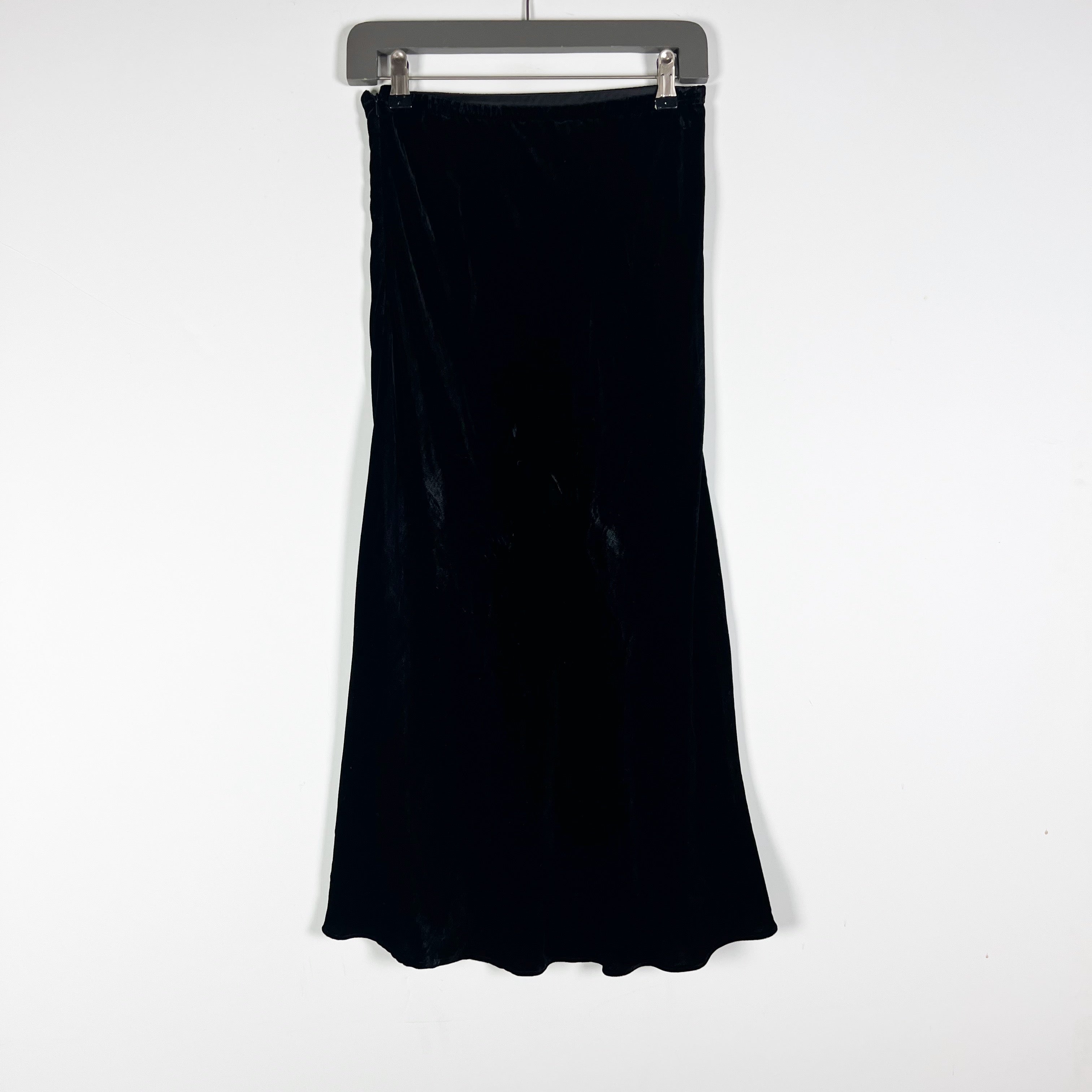 The White Company Velvet Velour Bias Cut Pull On Midi Cut Black 4