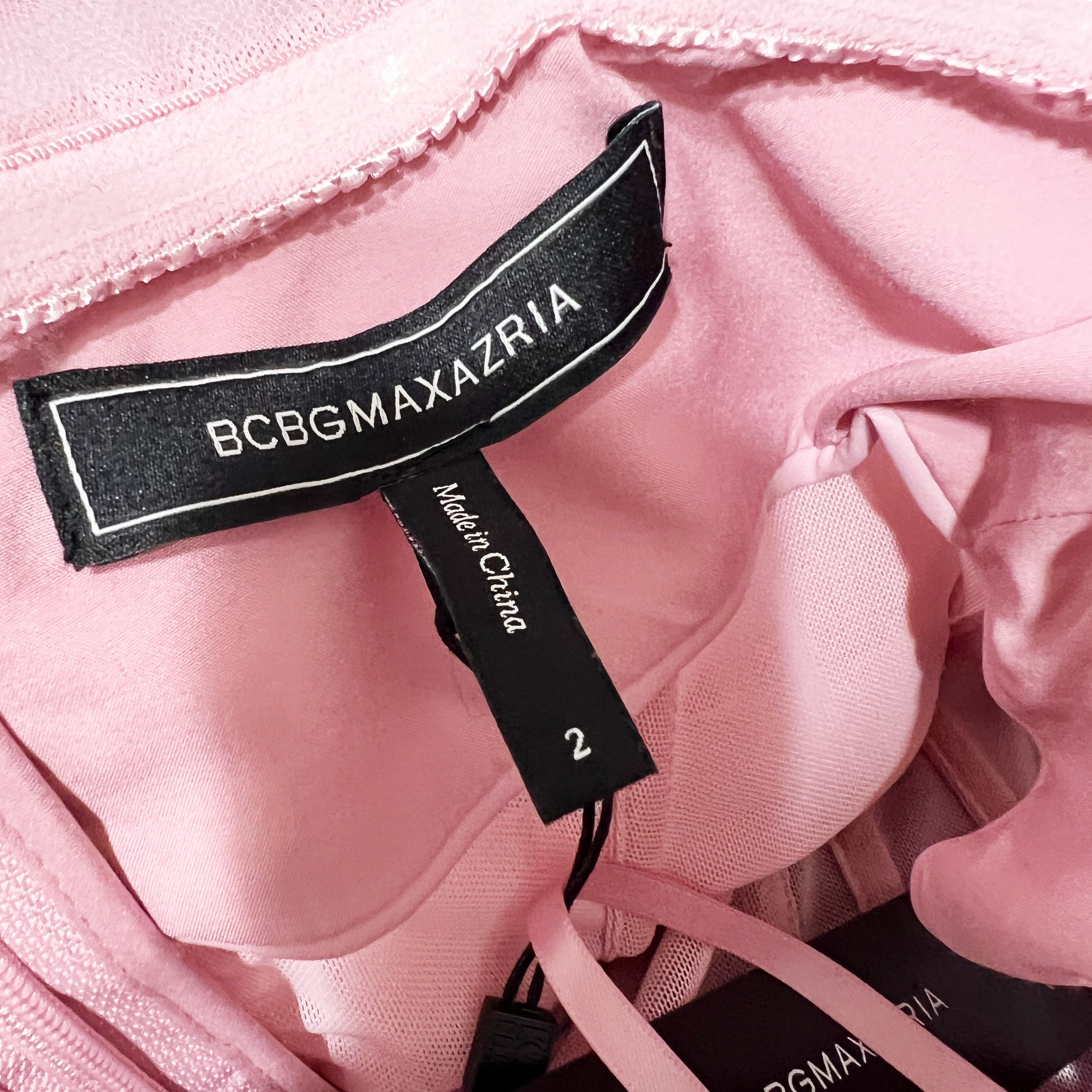 NEW BCBGMaxAzria Tulle Mesh Layered Tiered Corset Essential Gown Dress Pink Rose