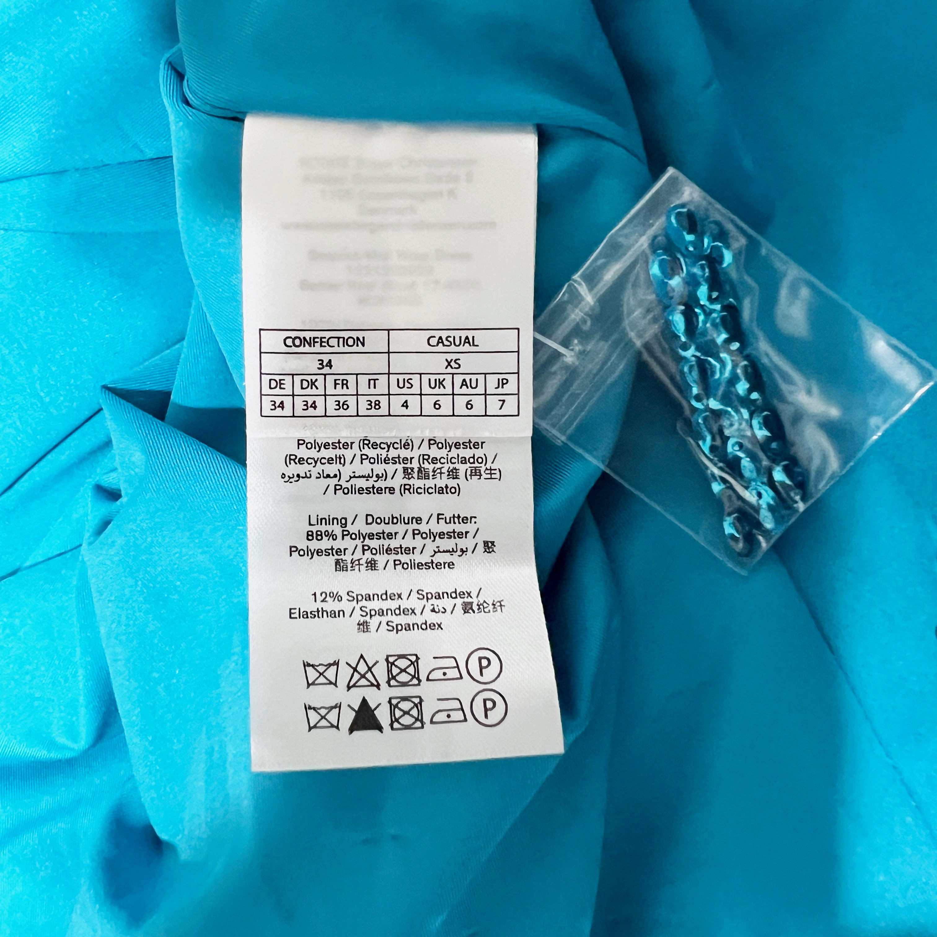 Rotate Birger Christensen Puff-Sleeve Sequined Wrap Midi Dress Barrier Reef Blue