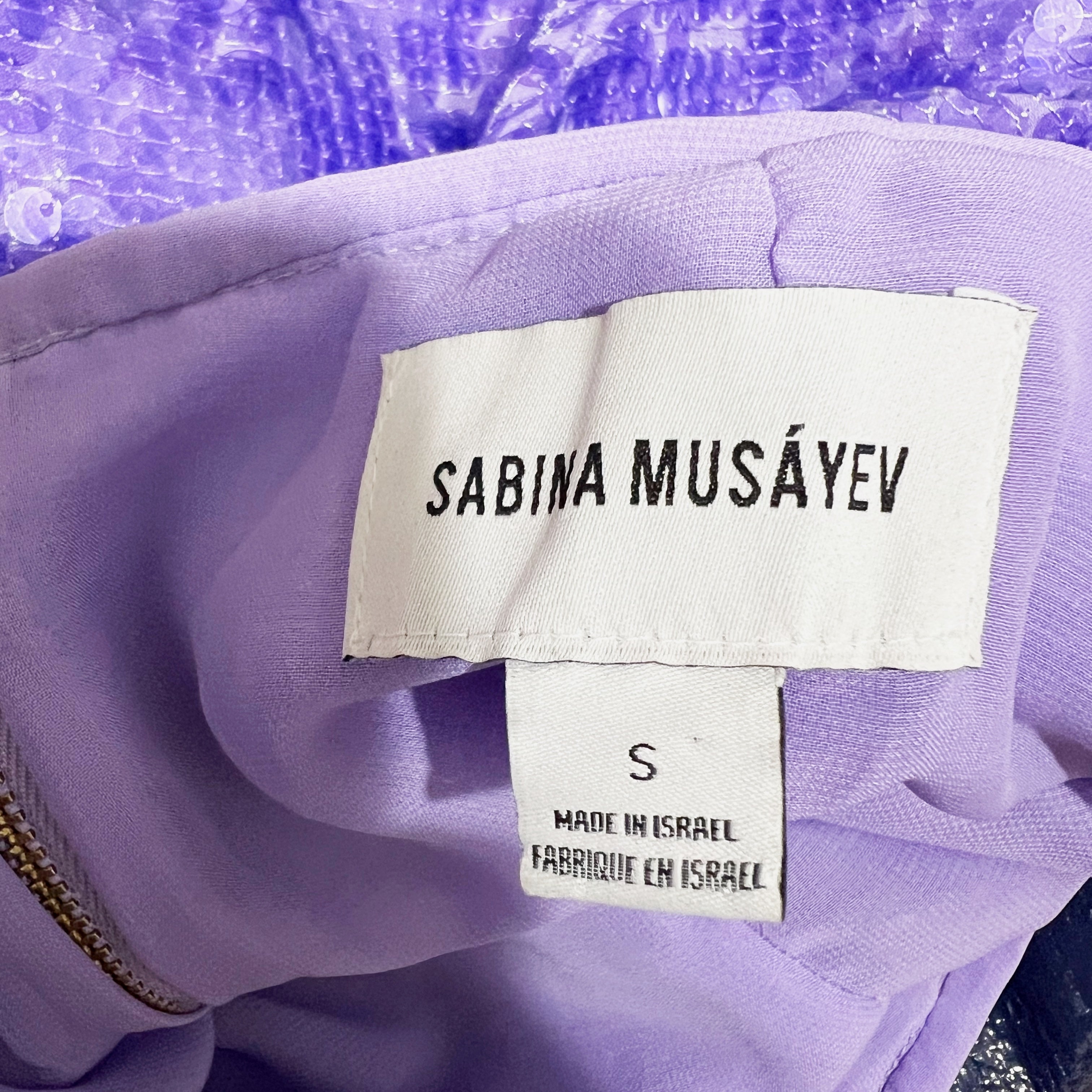 Sabina Musayev Nancy Purple Sequin Sparkle Embellished Wide Leg Pants Small