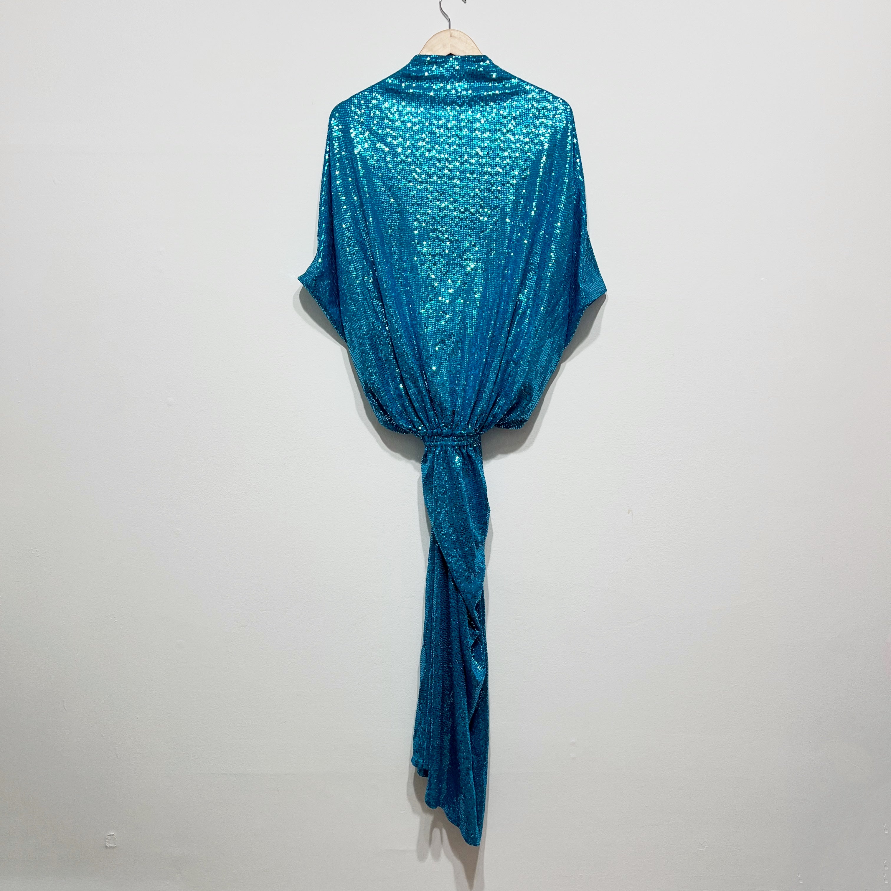 Dodo Bar Or Kimel Sequined Blue Glitter Sparkle Draped Gathered Midi Dress 4