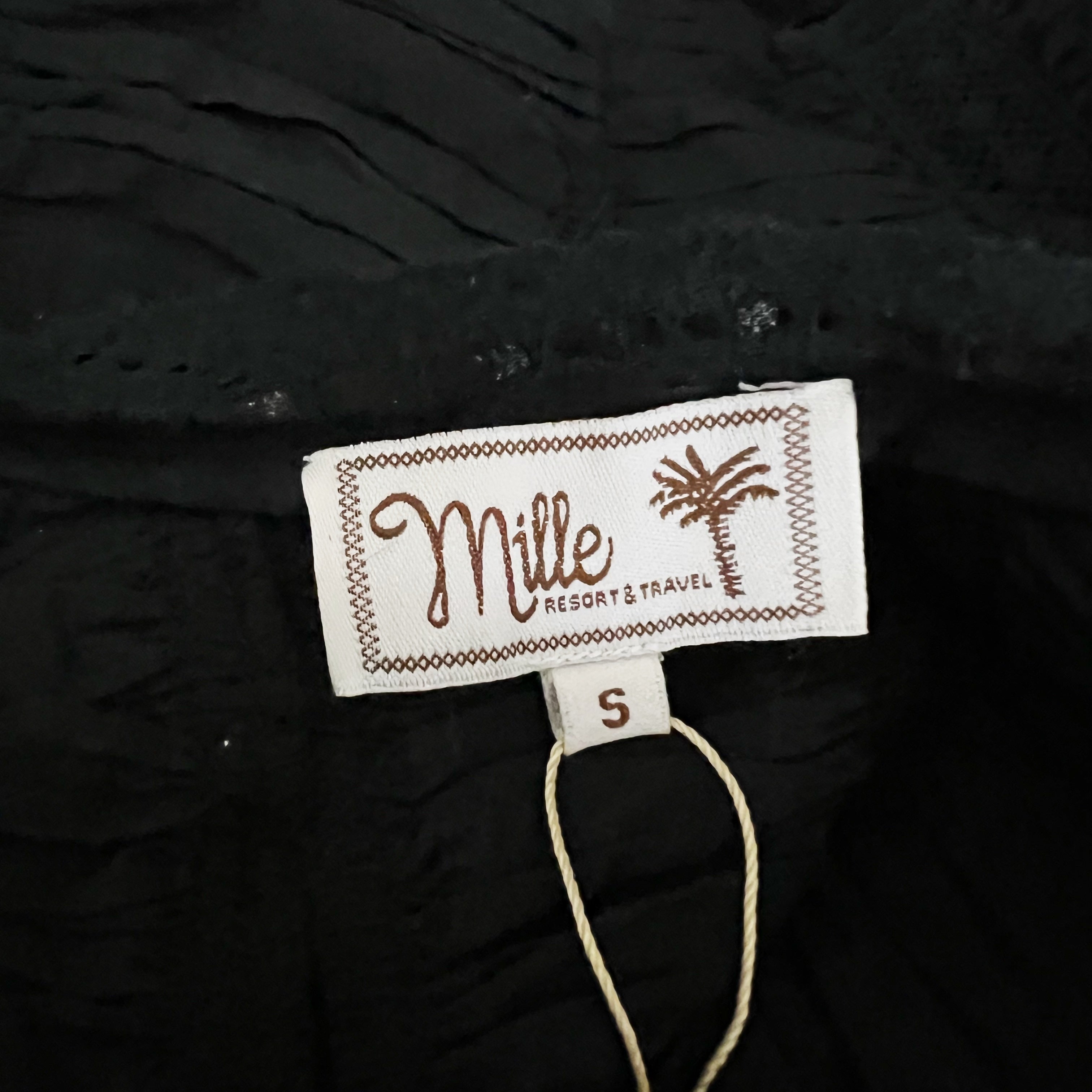 NEW Mille Ophelia Cotton Ruched Puff Half Sleeve Blouse Shirt Top Black Small