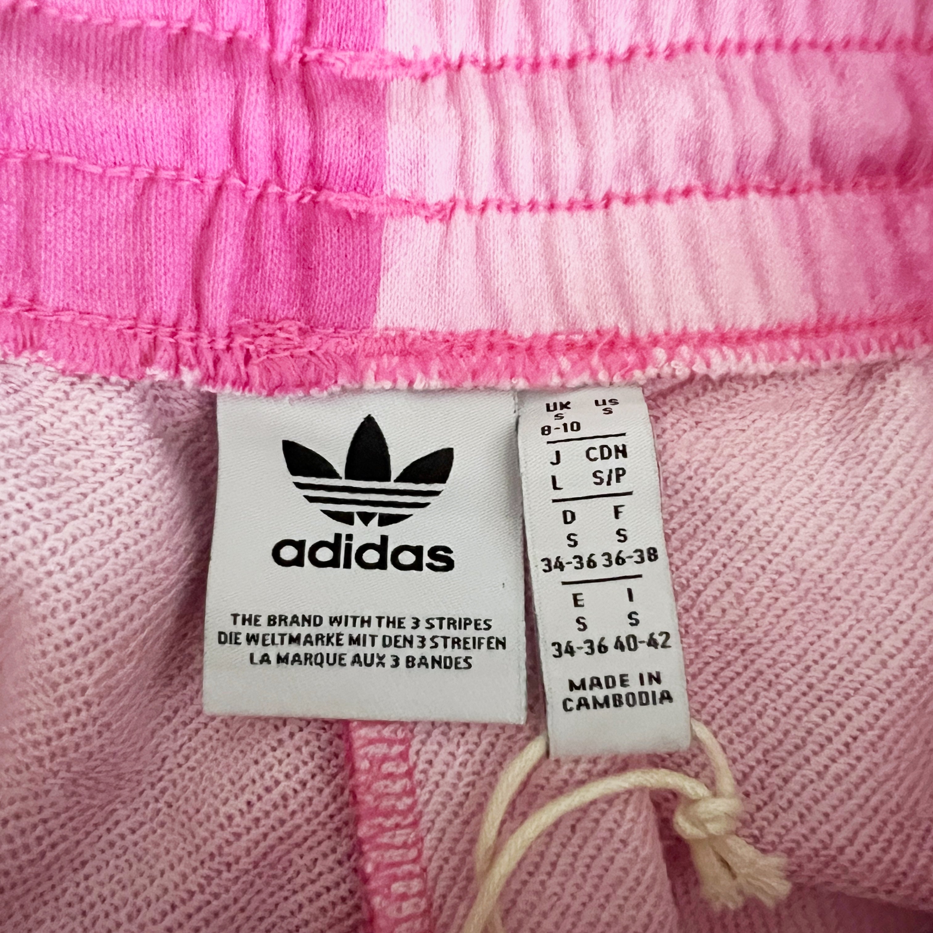 Adidas Women's Cotton Terry High Rise Pull On Mini Lounge Shorts Pink Tie Dye S