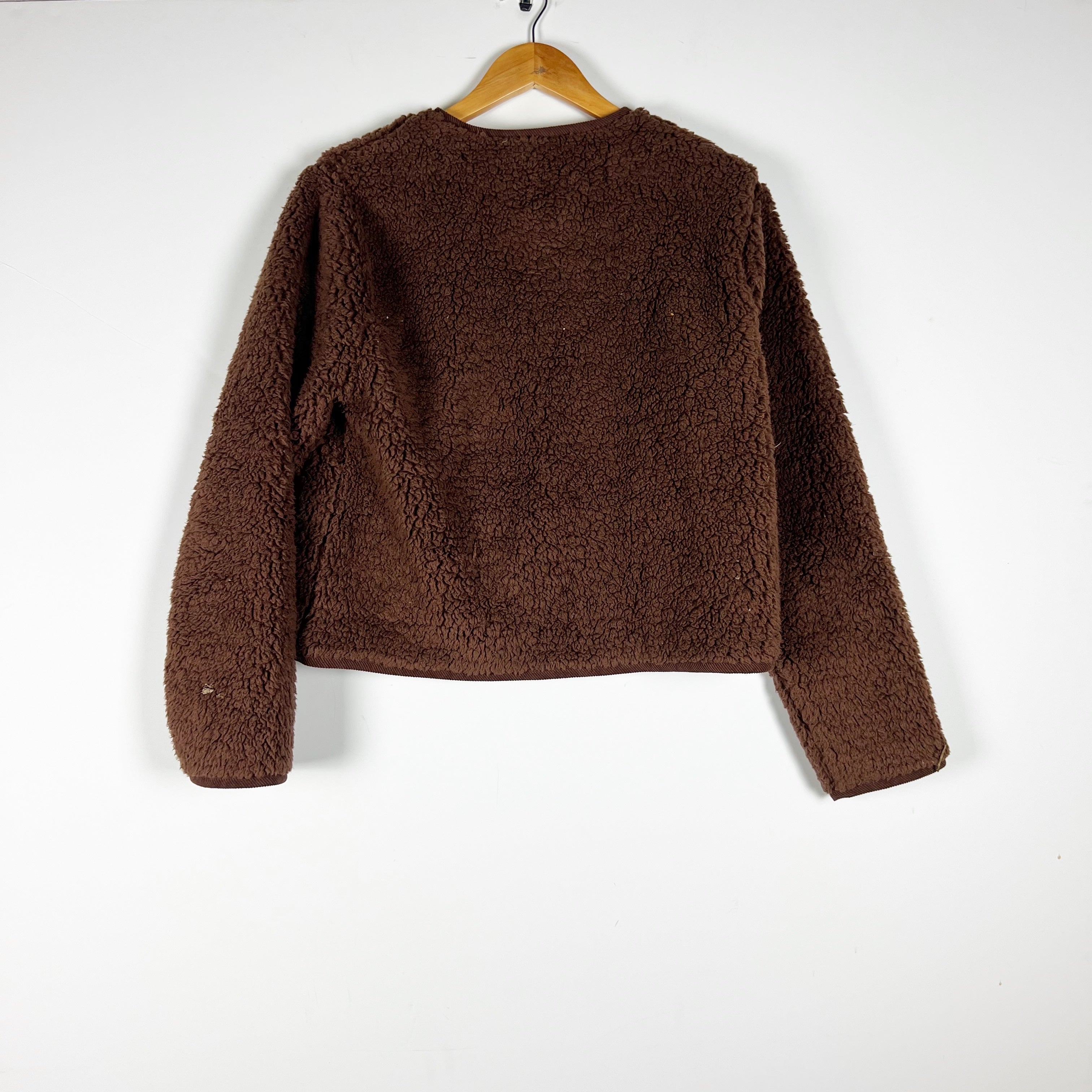 J. Crew Sherpa Lady Fuzzy Teddy Button Front Cardigan Jacket Roasted Cocoa Small
